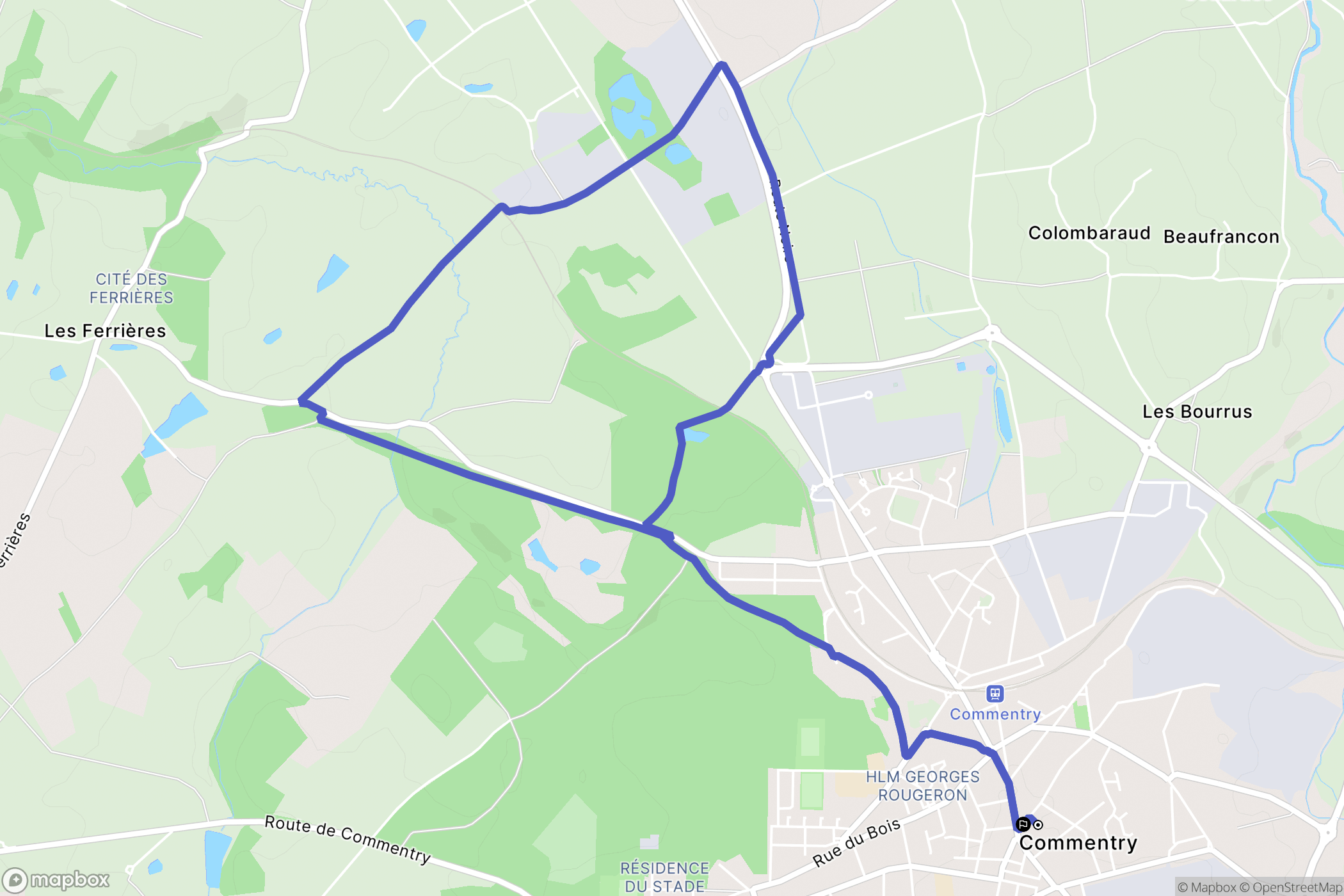 Commentry : carte du parcours de randonnée - France