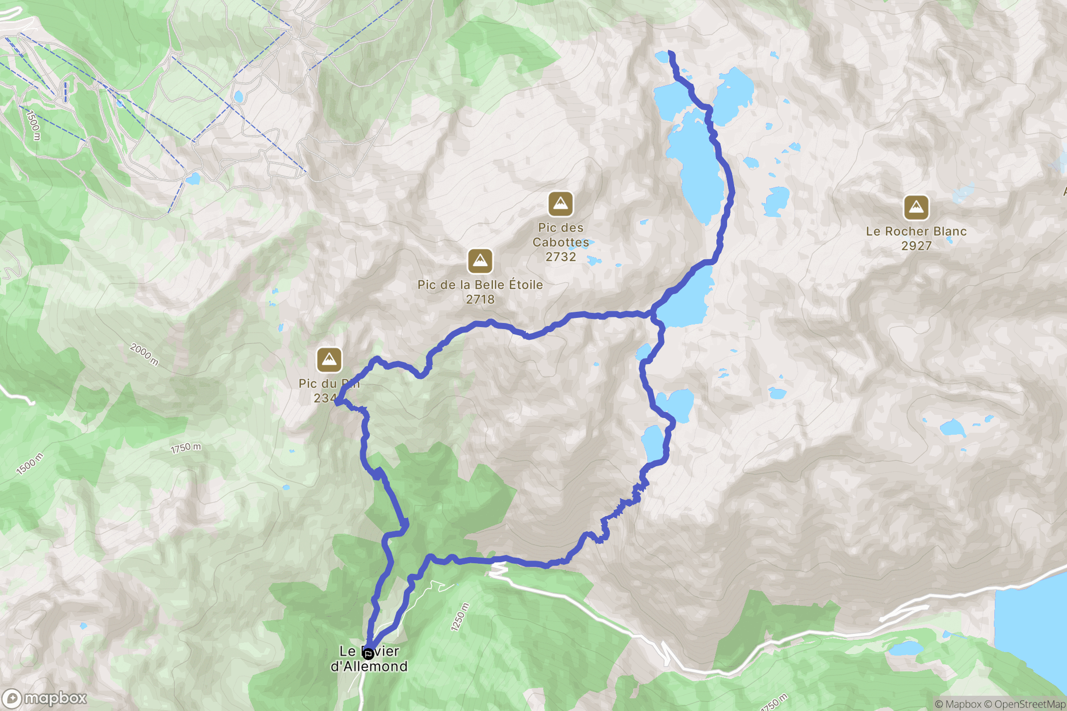 Allemont : carte du parcours de randonnée - France