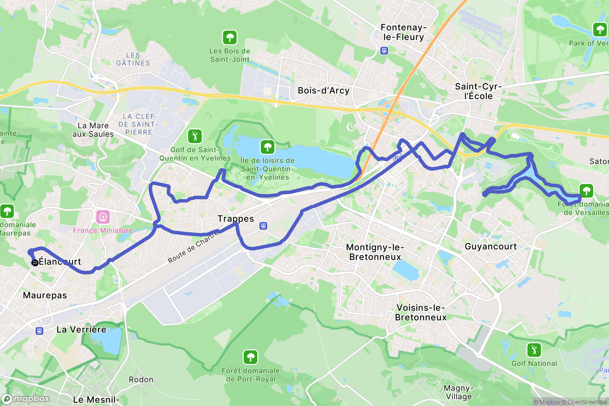 Maurepas : carte du parcours de randonnée - France
