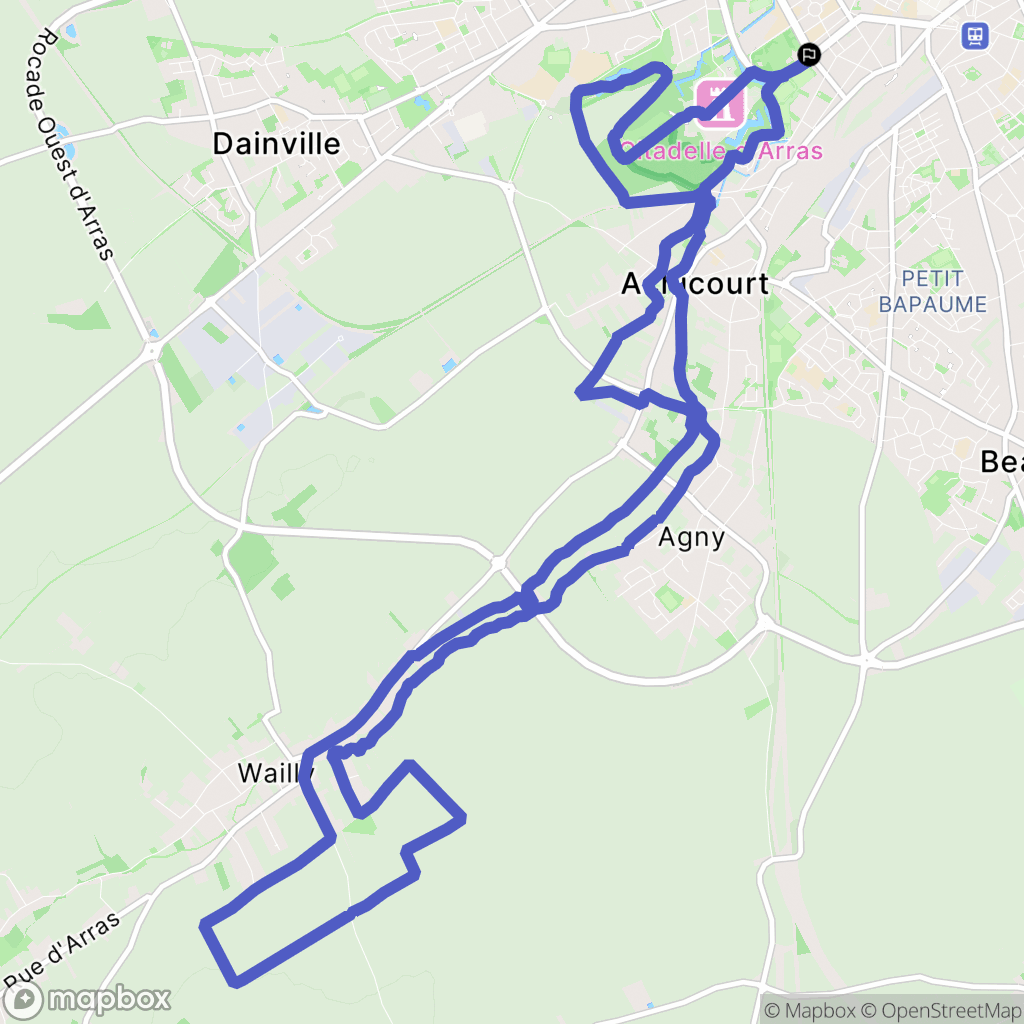 Arras : carte du parcours de randonnée - France