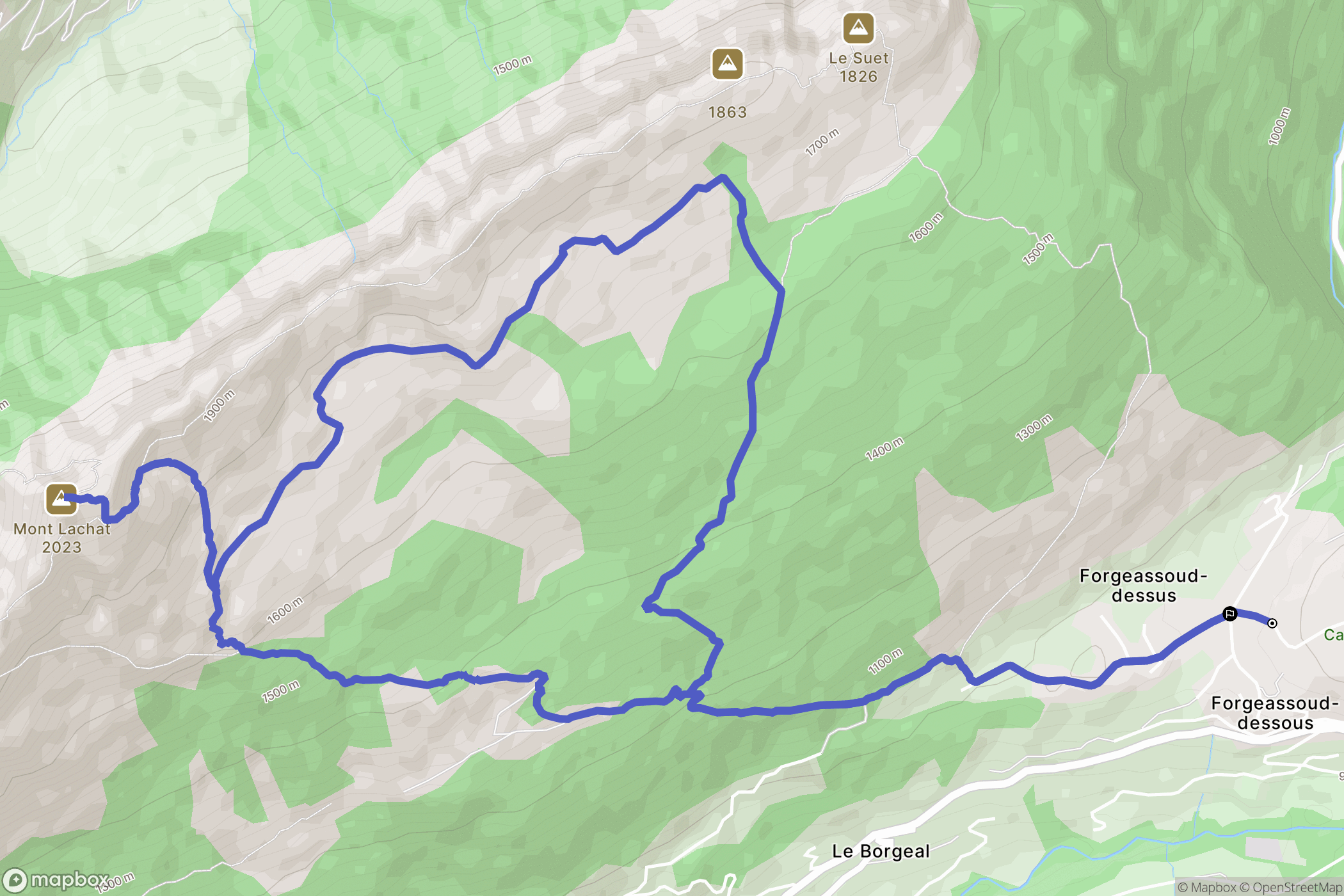 Saint-Jean-de-Sixt : carte du parcours de randonnée - France