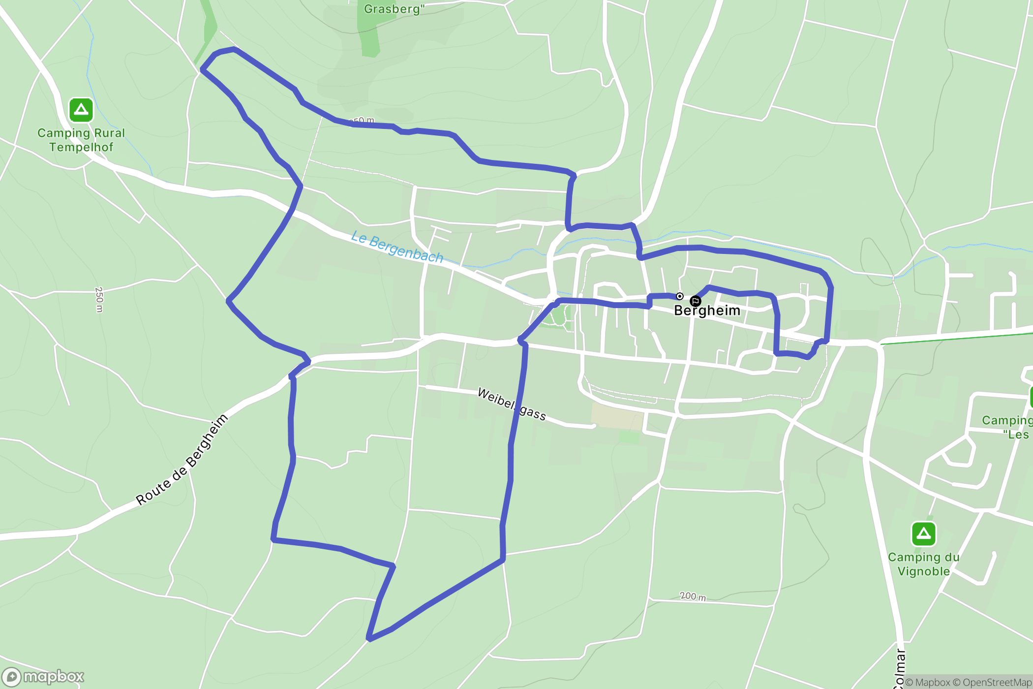 Bergheim : carte du parcours de randonnée - France