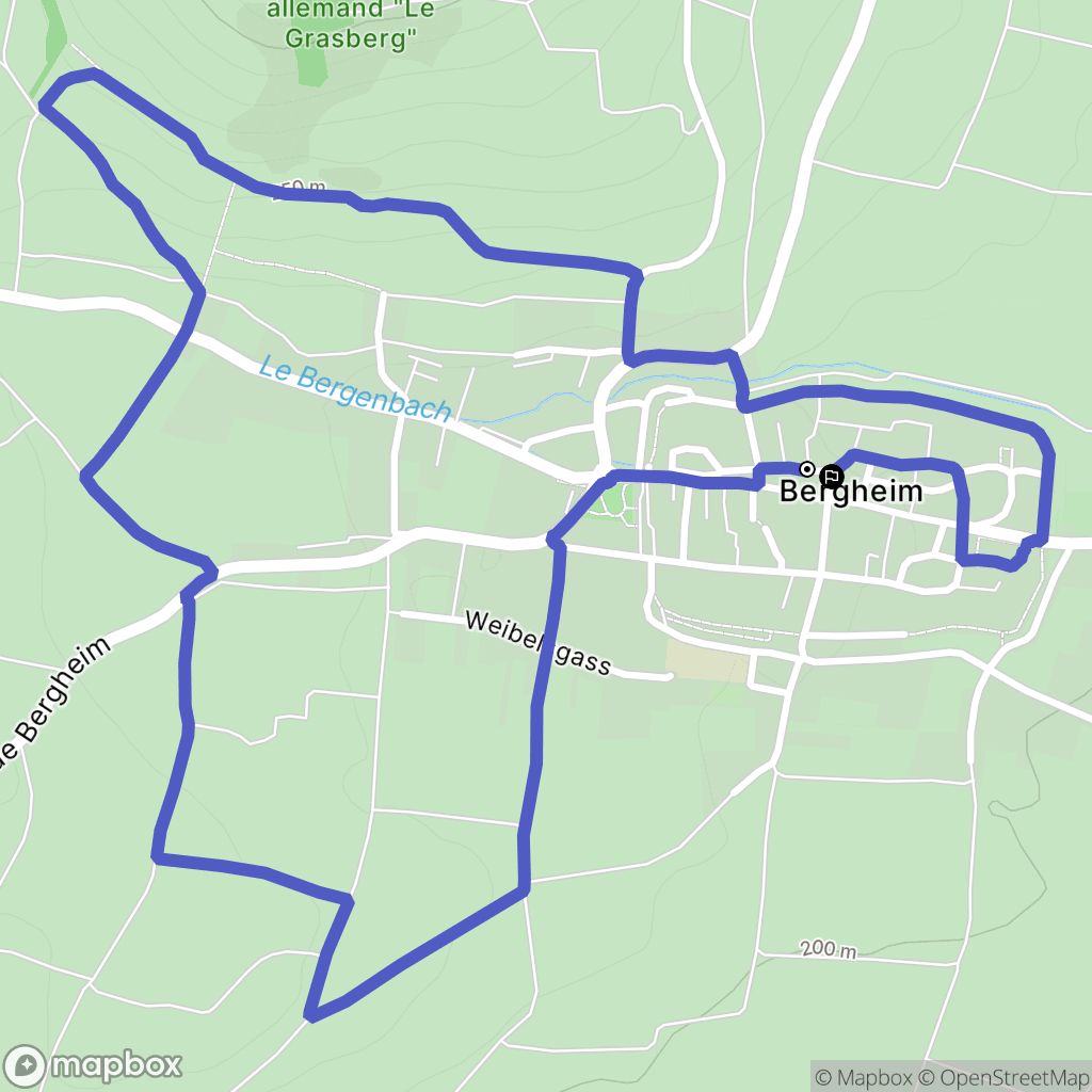 Bergheim : carte du parcours de randonnée - France