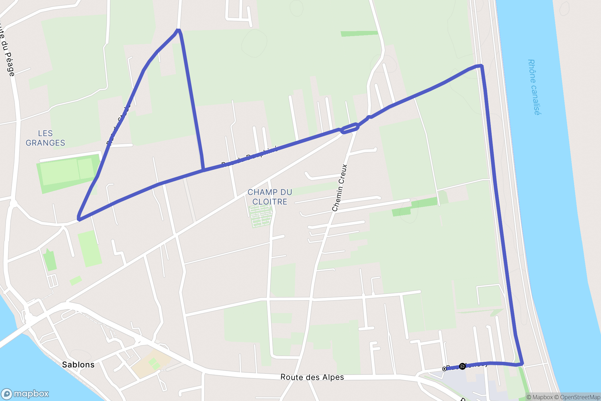 Sablons : carte du parcours de randonnée - France