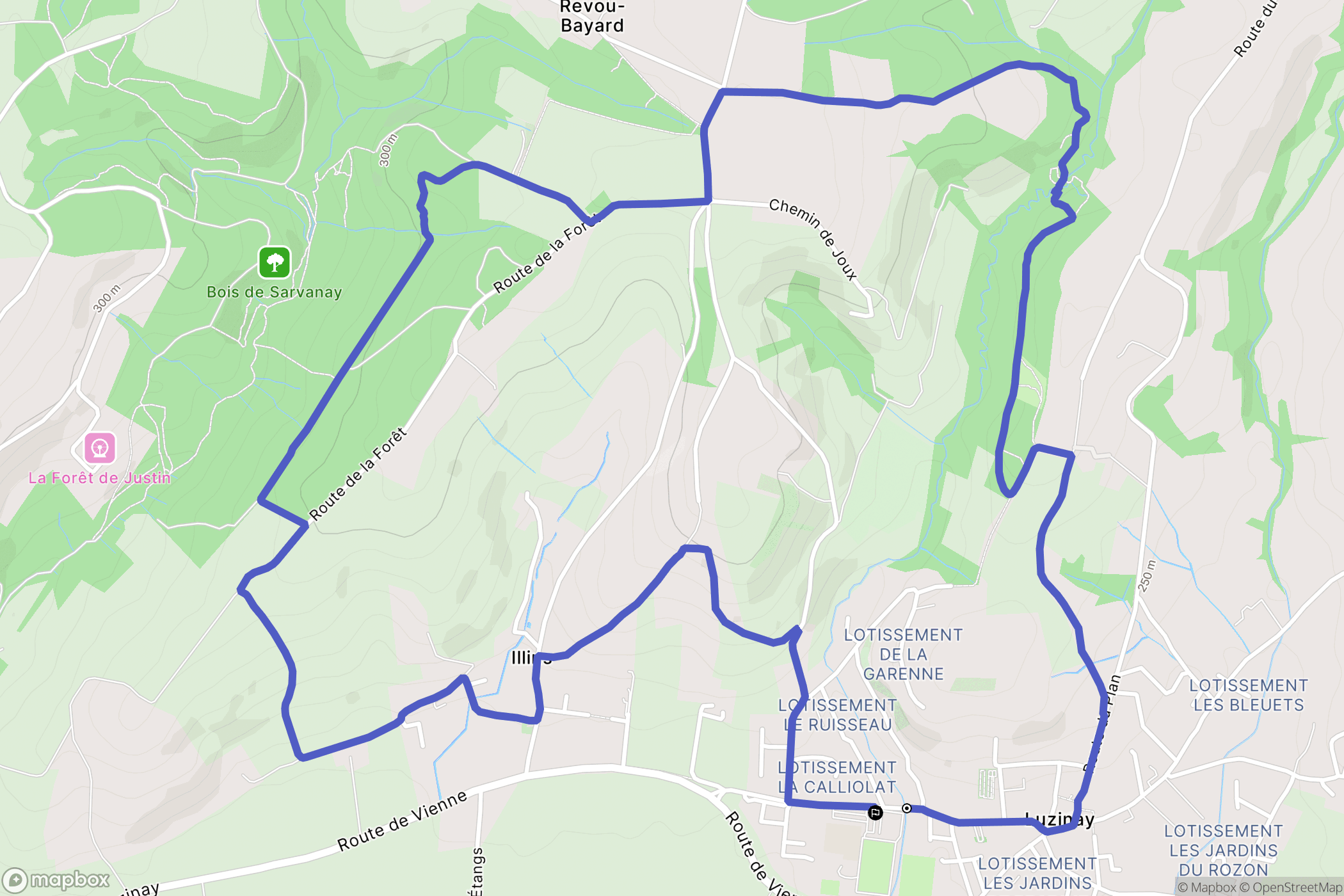 Luzinay : carte du parcours de randonnée - France