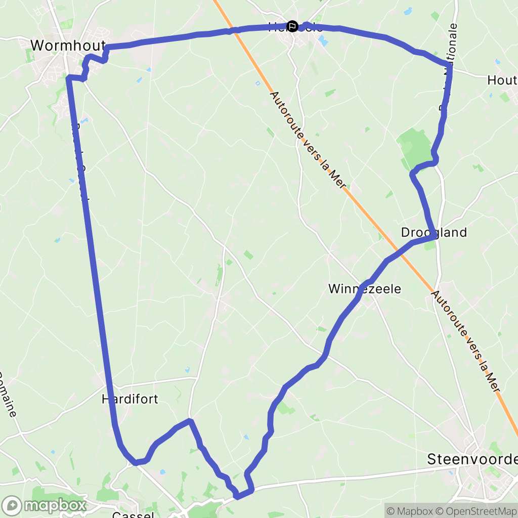 Herzeele : carte du parcours de randonnée - France