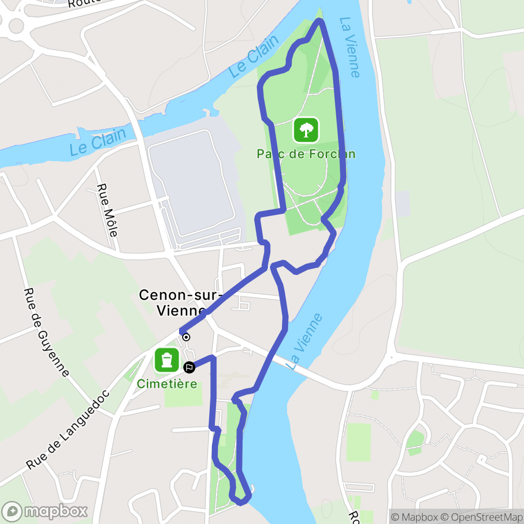 Cenon-sur-Vienne : carte du parcours de randonnée - France