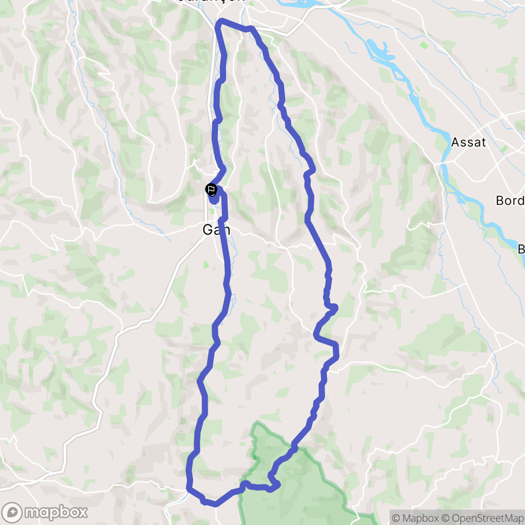Gan : carte du parcours de randonnée - France