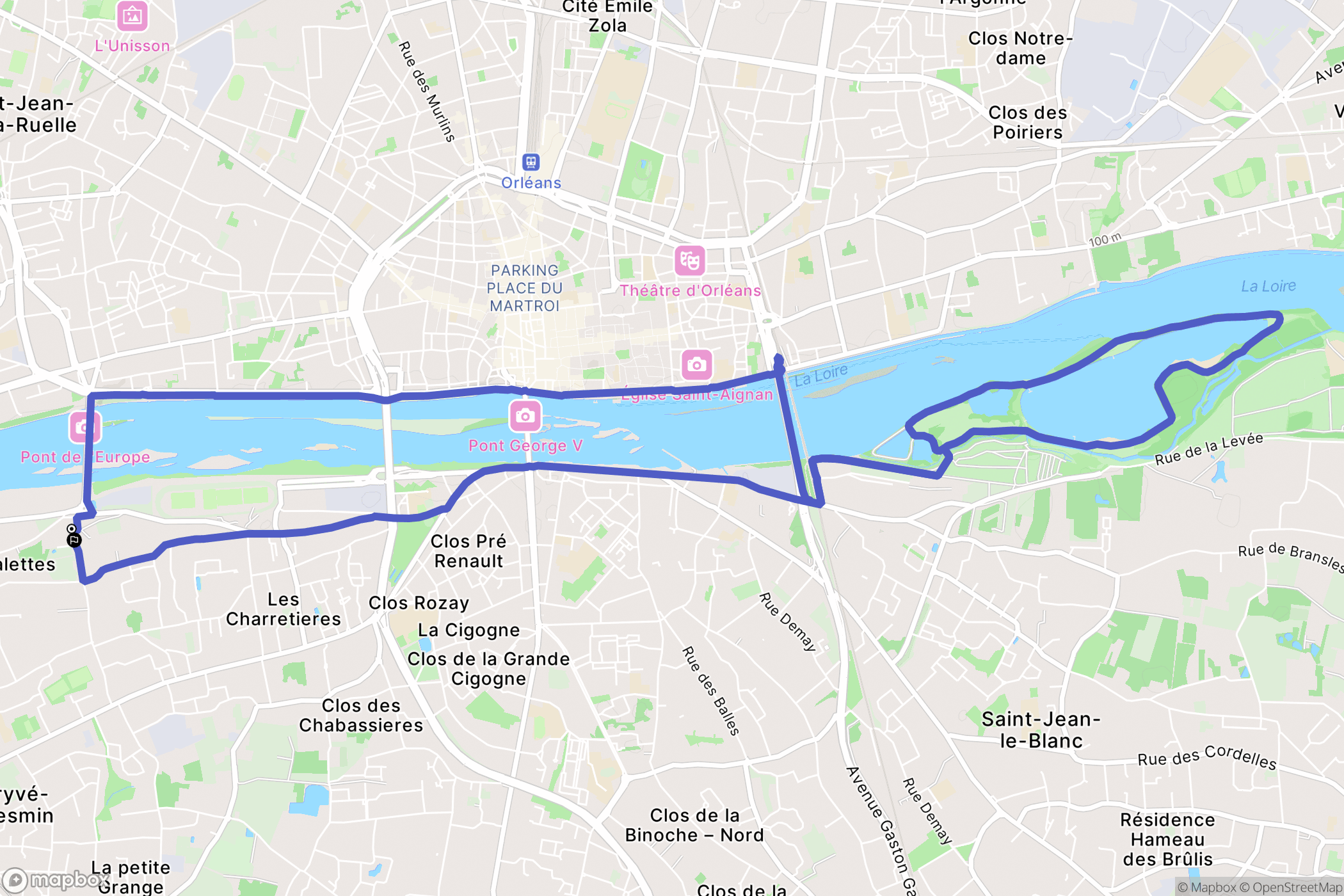 Saint-Pryvé-Saint-Mesmin : carte du parcours de randonnée - France