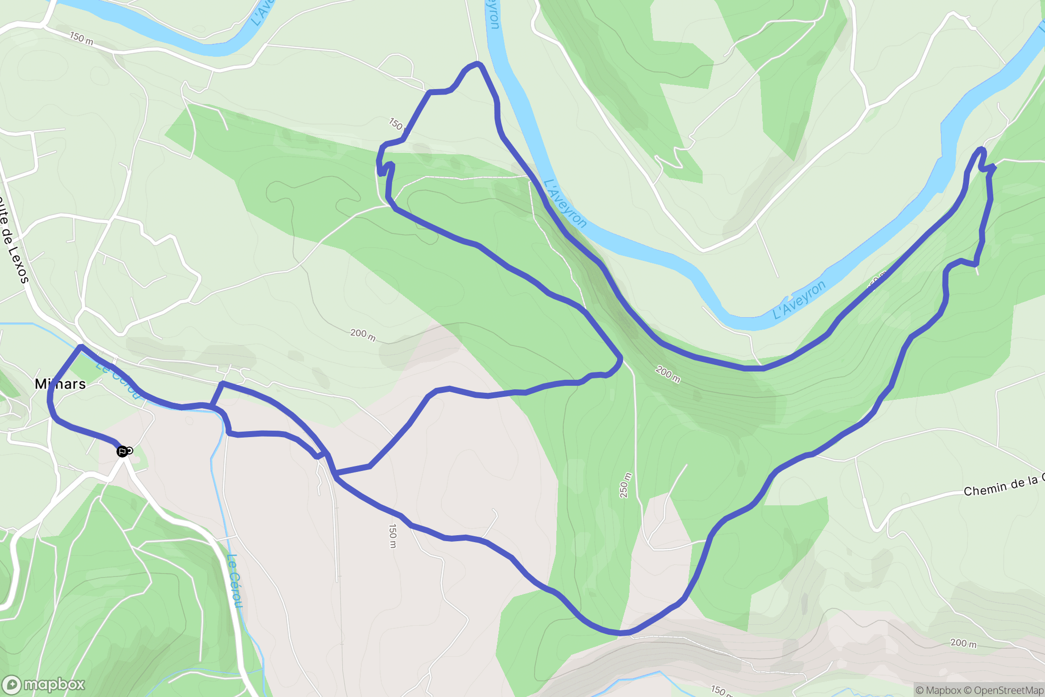 Milhars : carte du parcours de randonnée - France