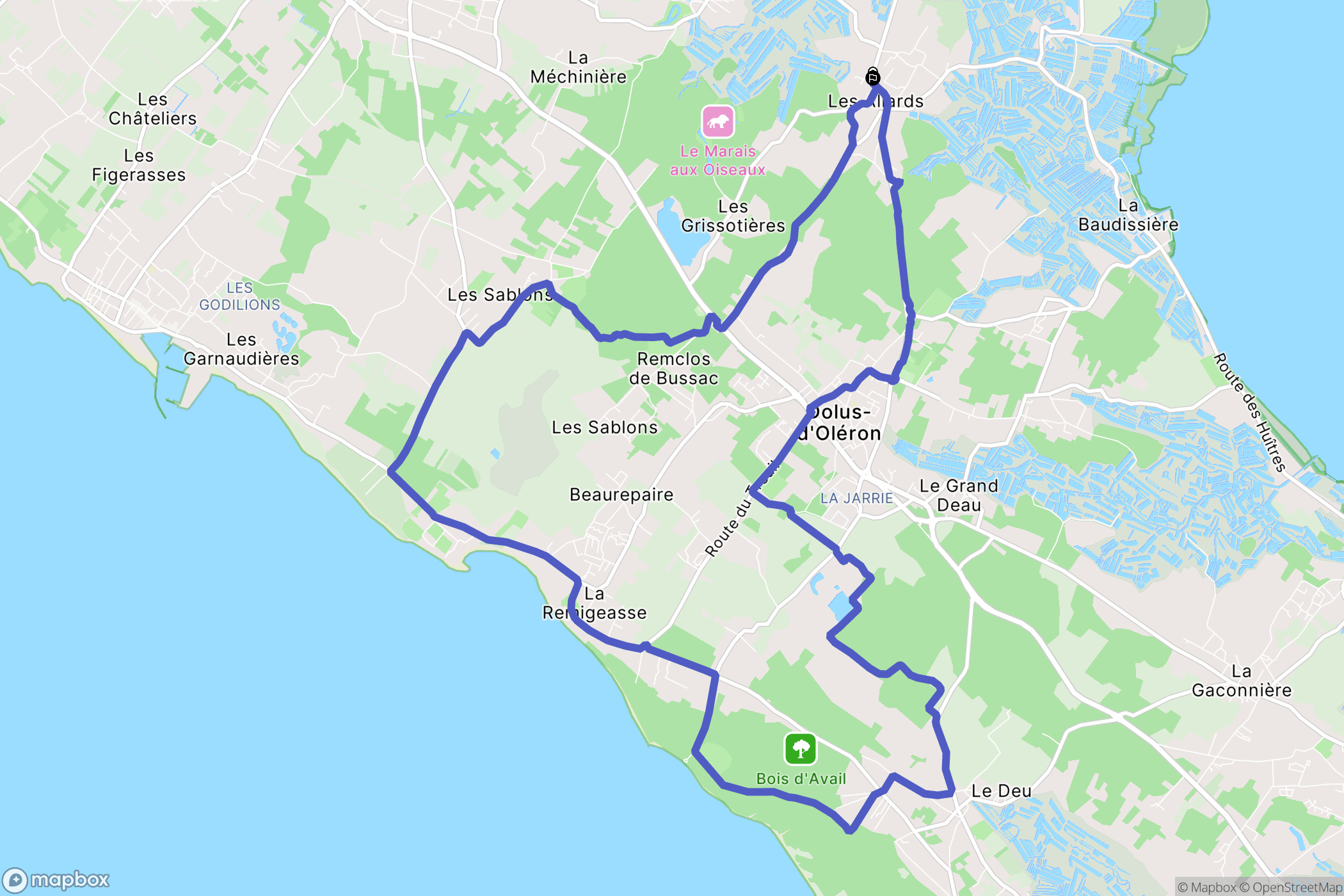 Dolus-d'Oléron : carte du parcours de randonnée - France