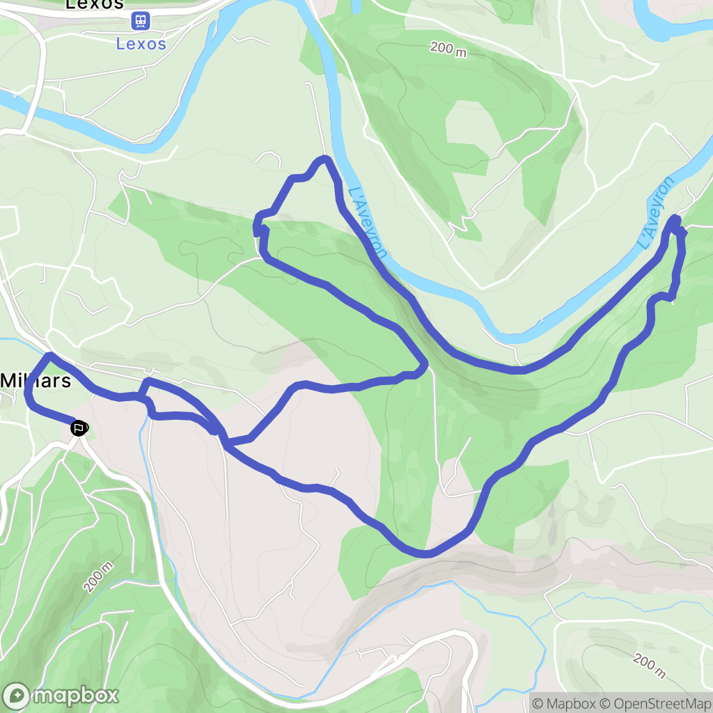 Milhars : carte du parcours de randonnée - France