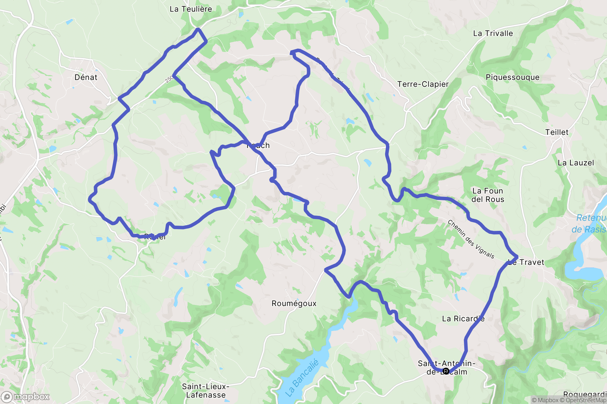 Terre-de-Bancalié : carte du parcours de randonnée - France
