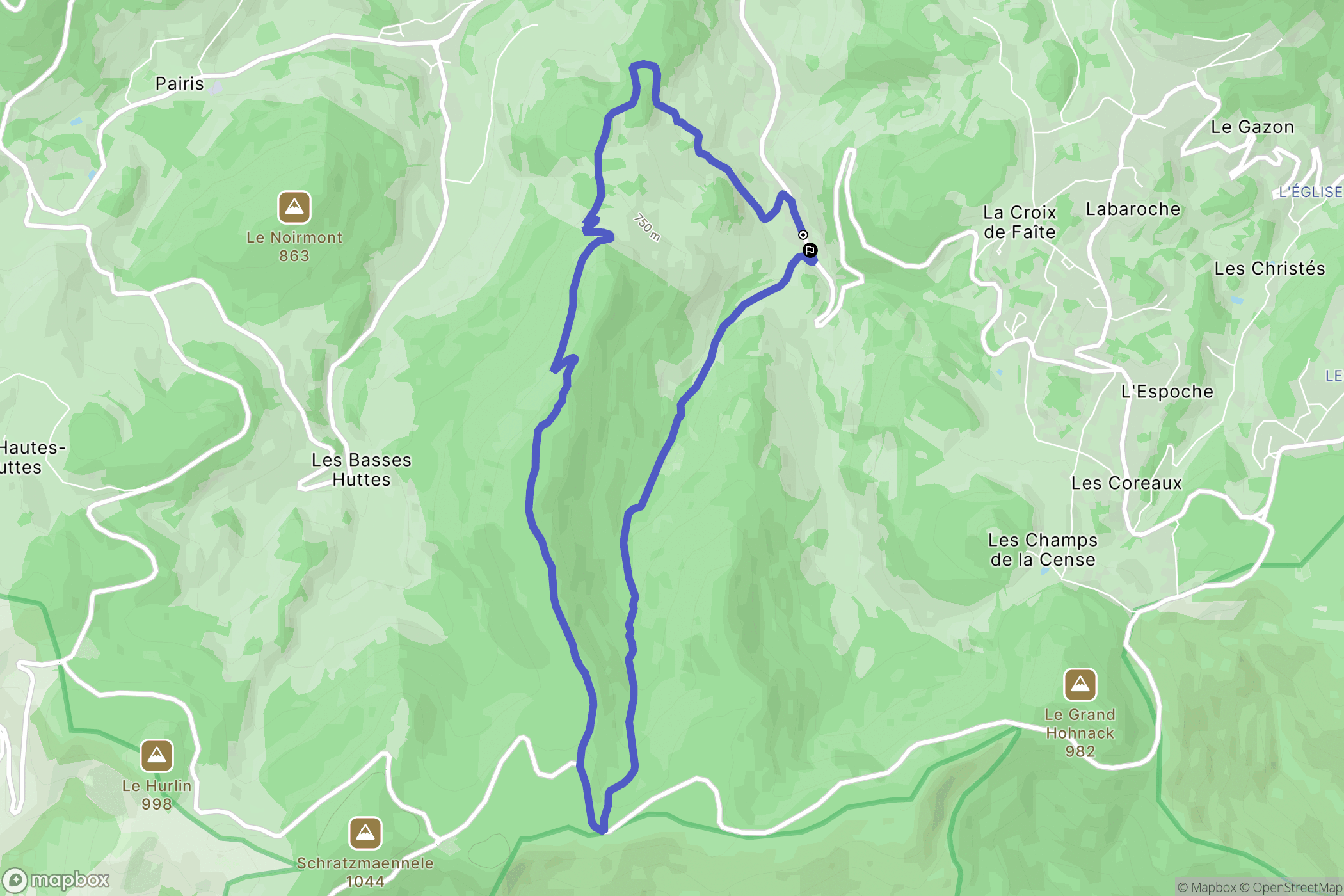 Orbey : carte du parcours de randonnée - France