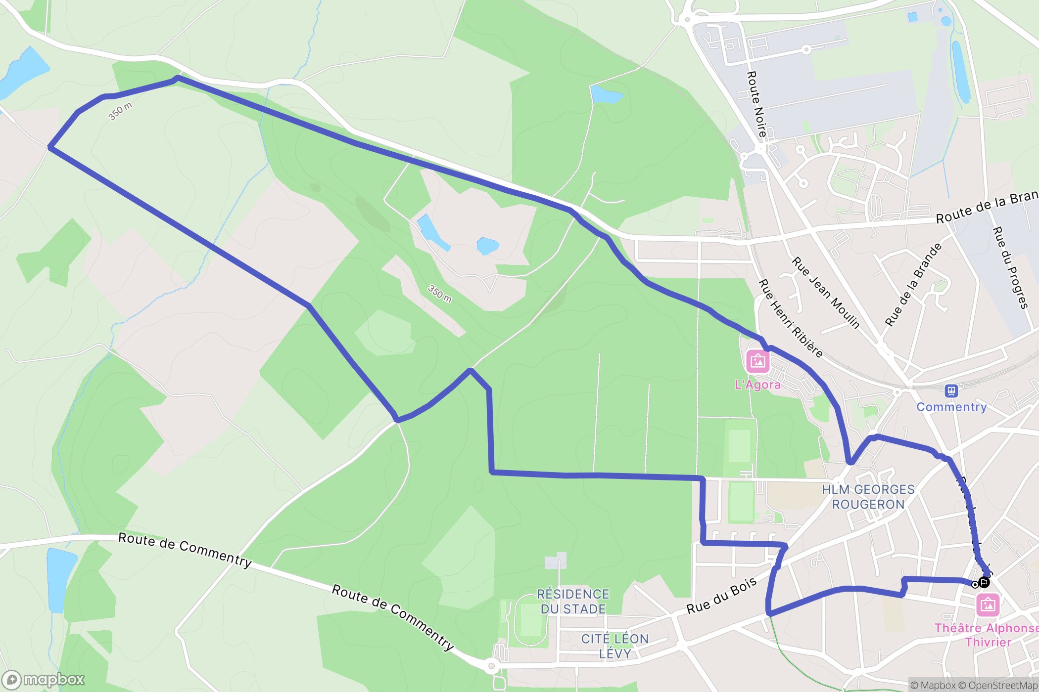 Commentry : carte du parcours de randonnée - France