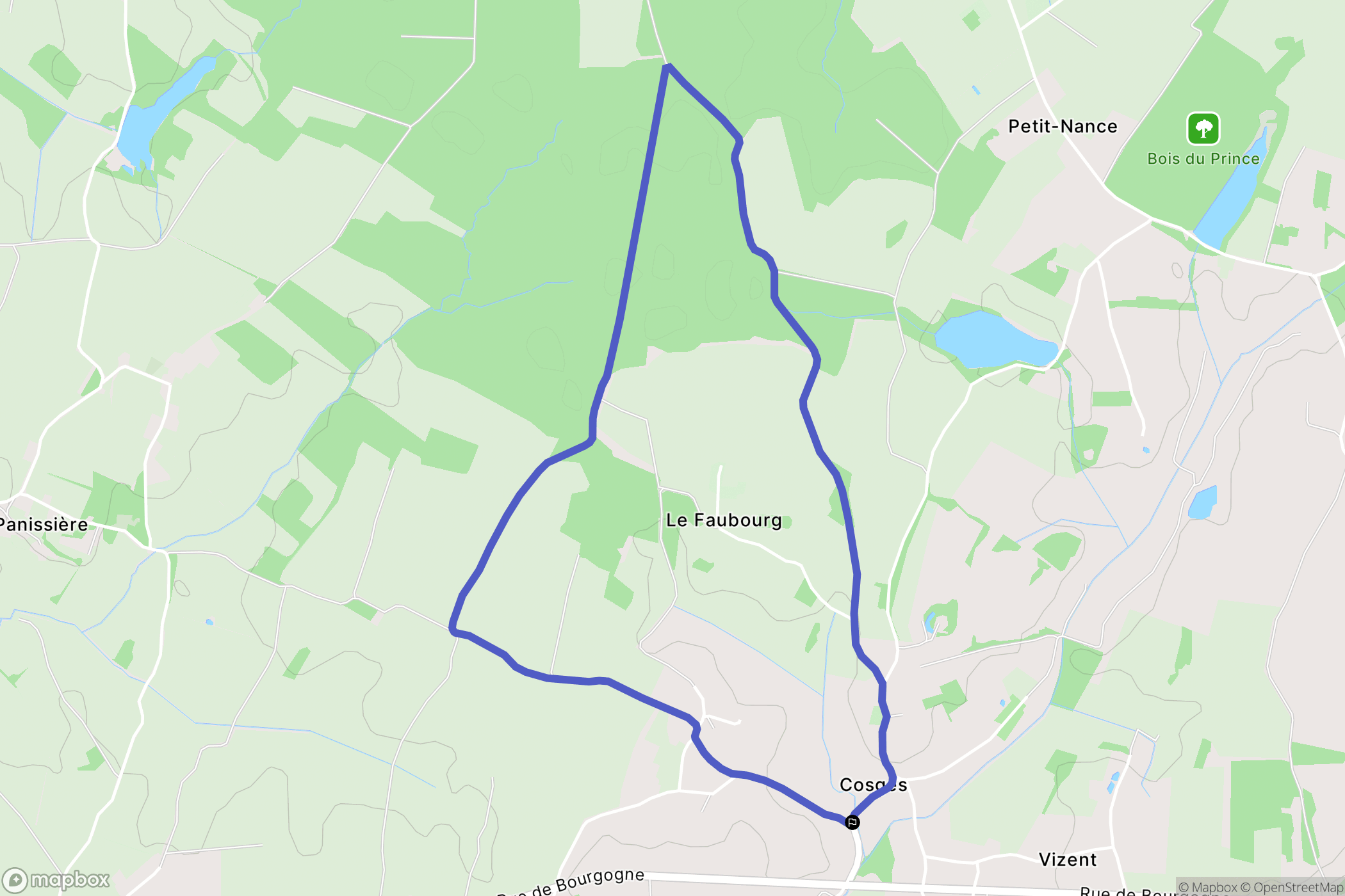 Cosges : carte du parcours de randonnée - France