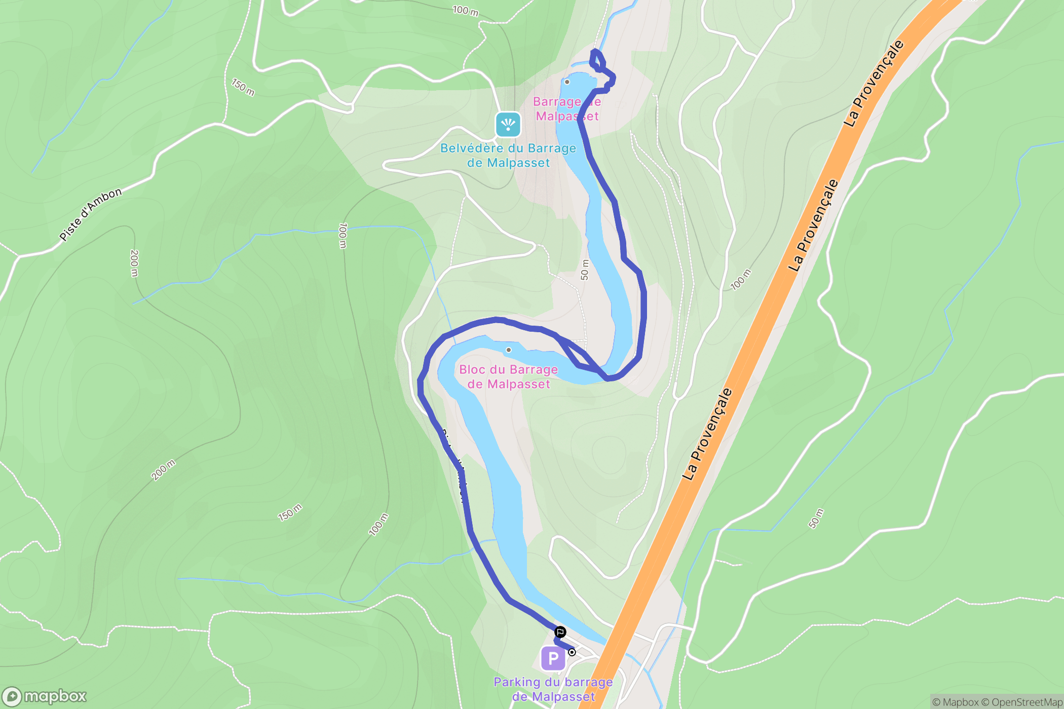 Fréjus : carte du parcours de randonnée - France