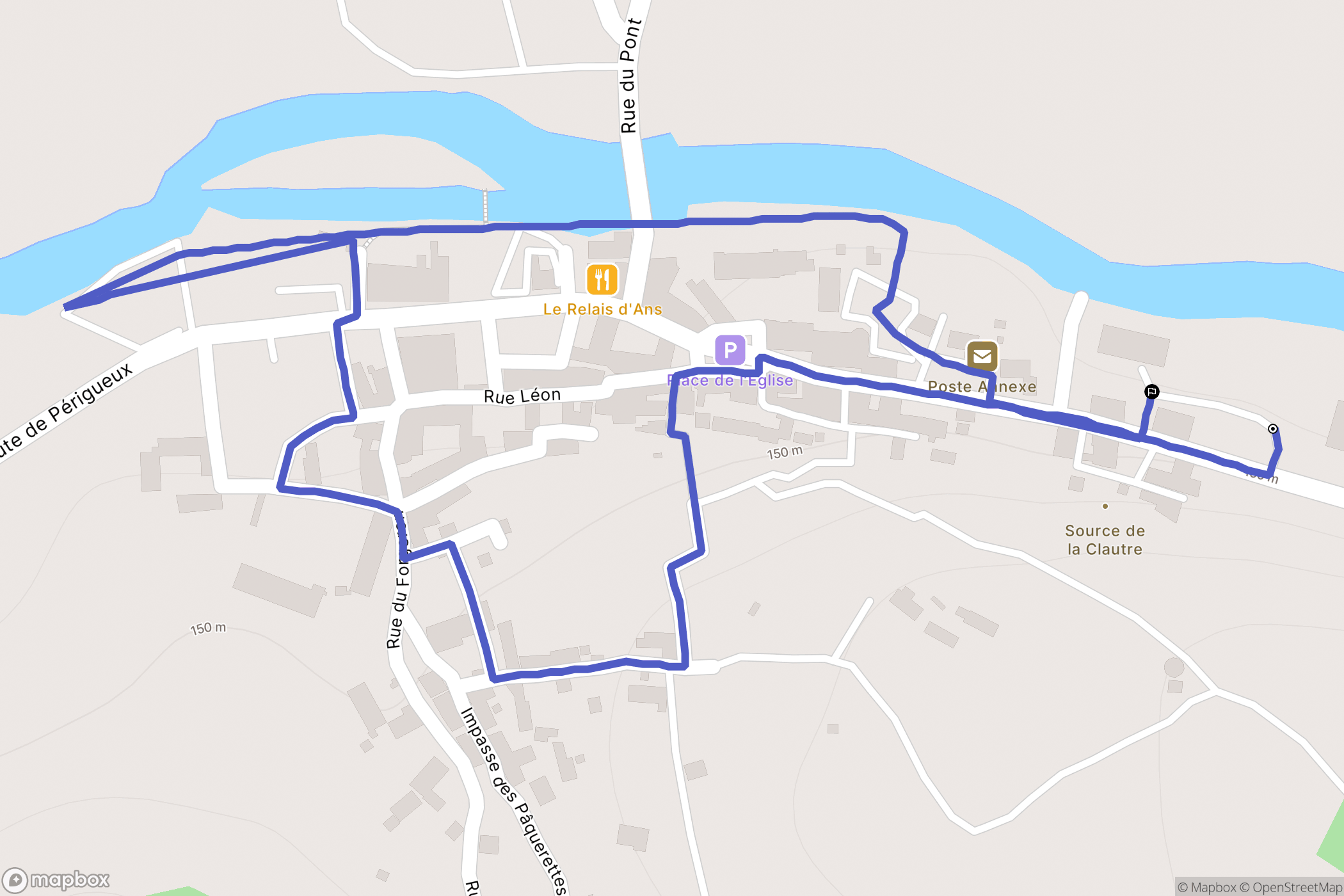 Tourtoirac : carte du parcours de randonnée - France