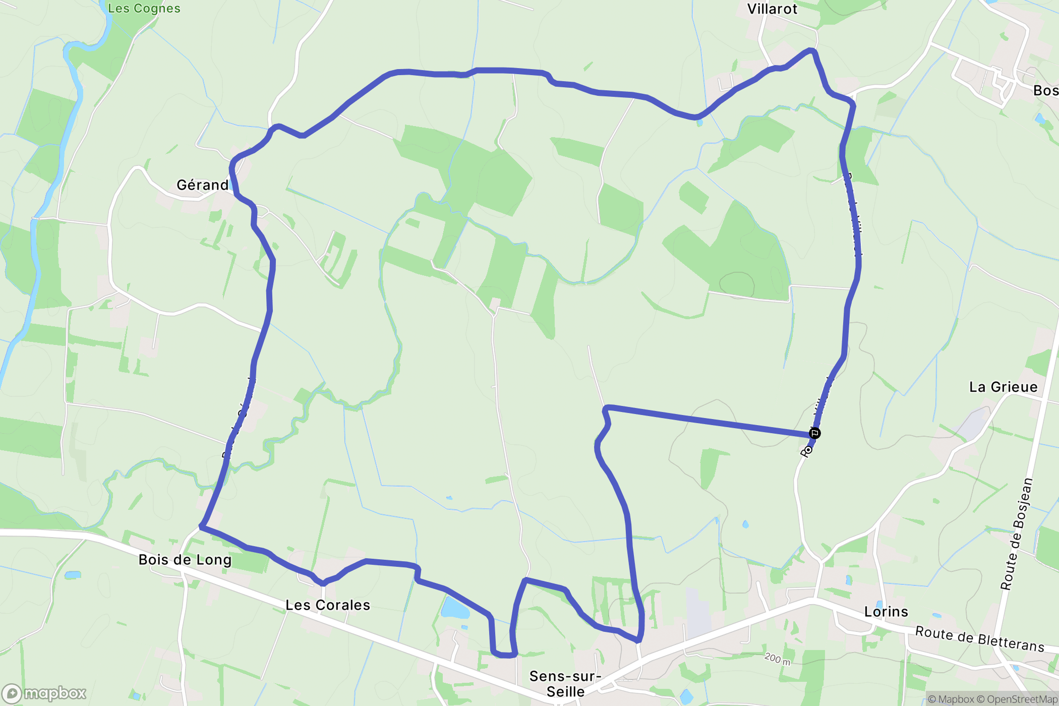 Sens-sur-Seille : carte du parcours de randonnée - France