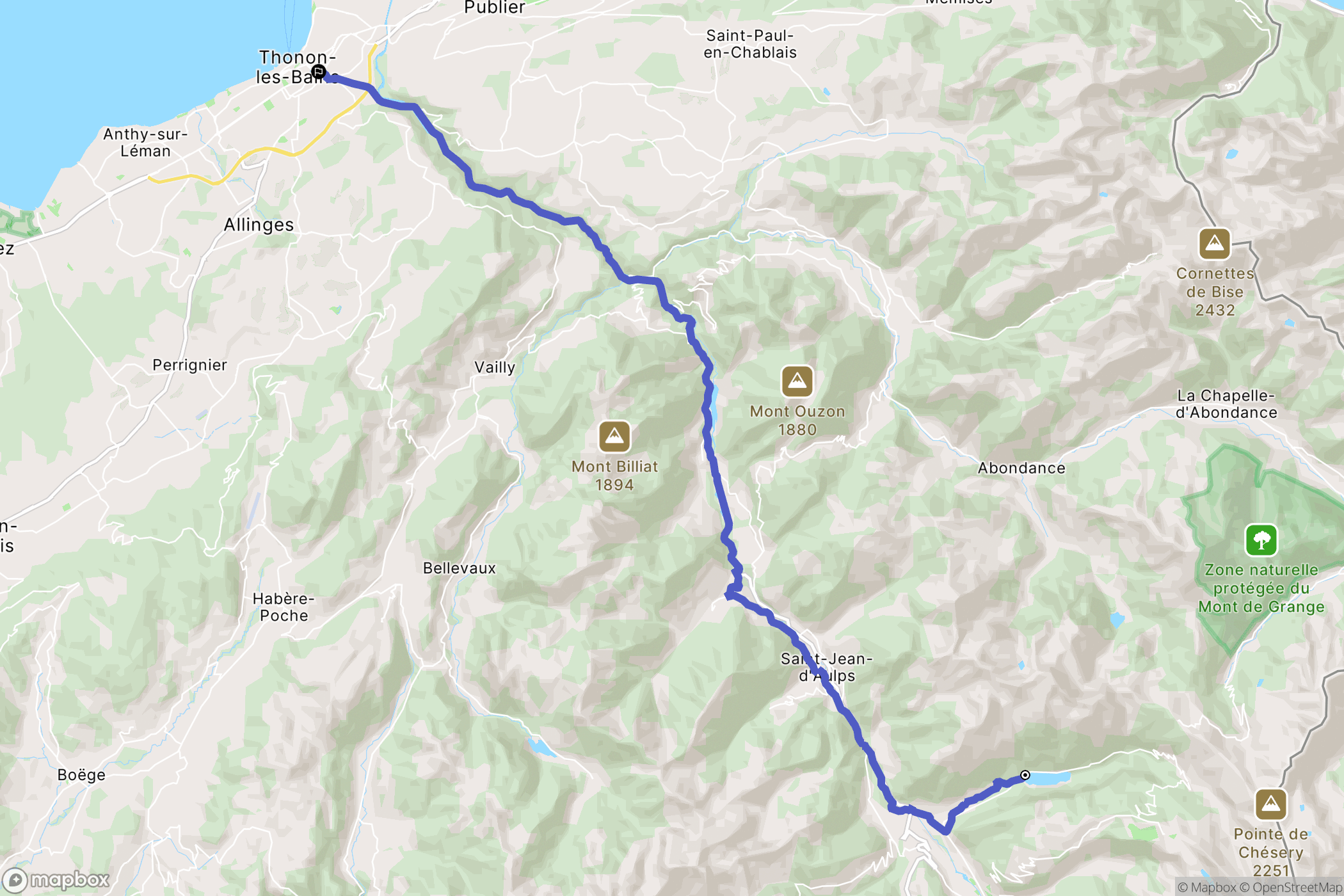 Montriond : carte du parcours de randonnée - France