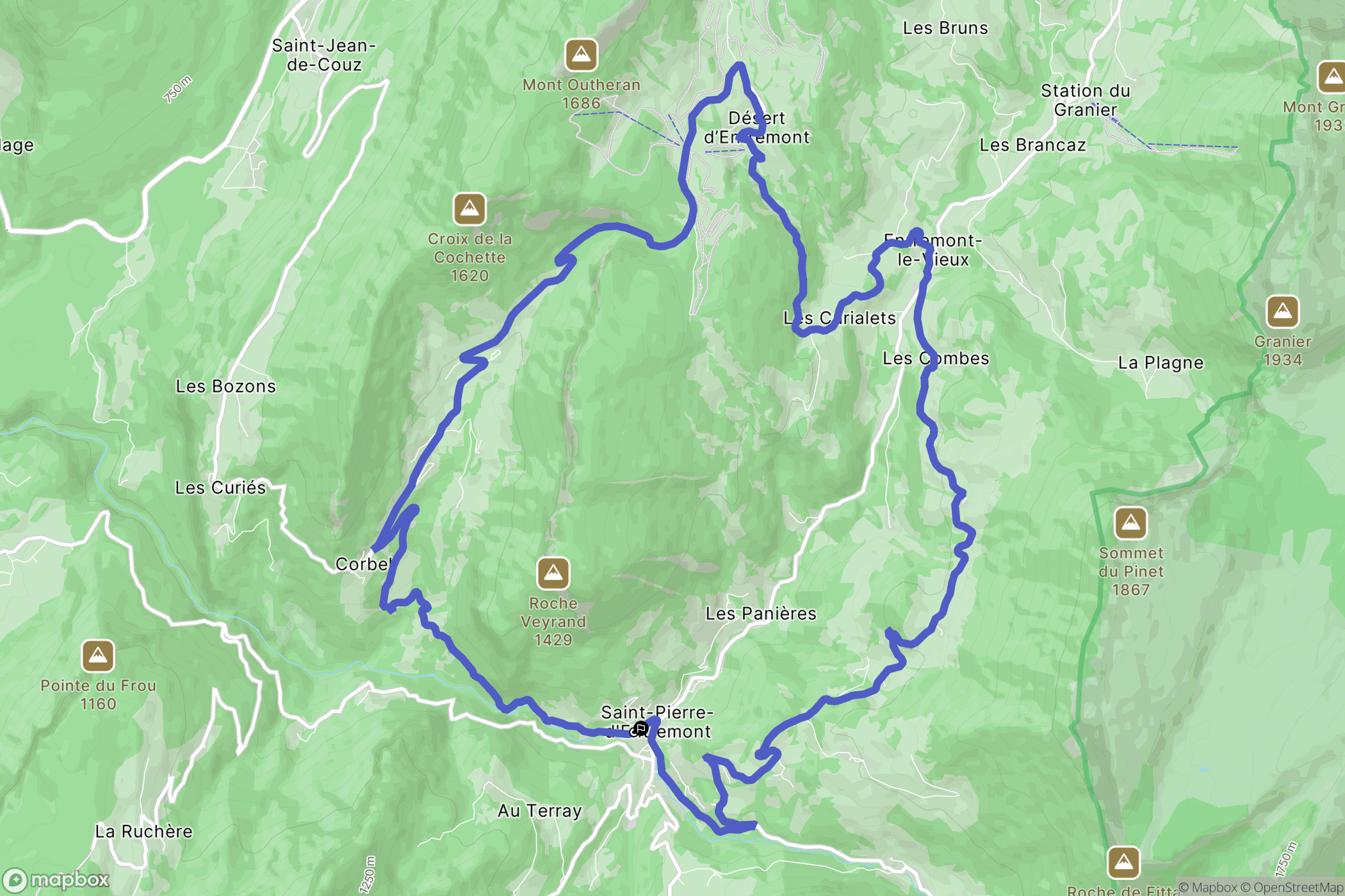 Saint-Pierre-d'Entremont : carte du parcours de randonnée - France