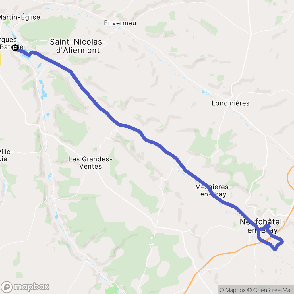 Arques La Bataille : carte du parcours de randonnée - France