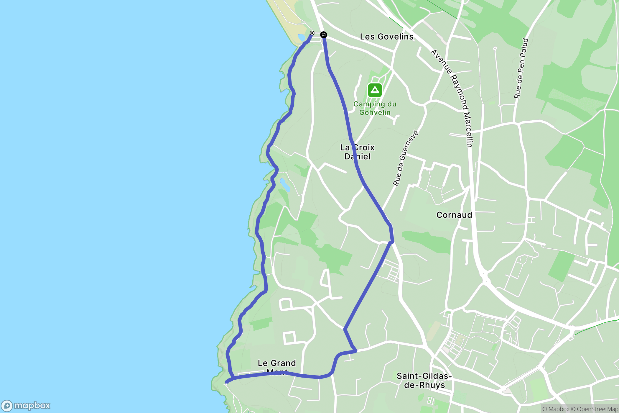 Saint-Gildas-de-Rhuys : carte du parcours de randonnée - France