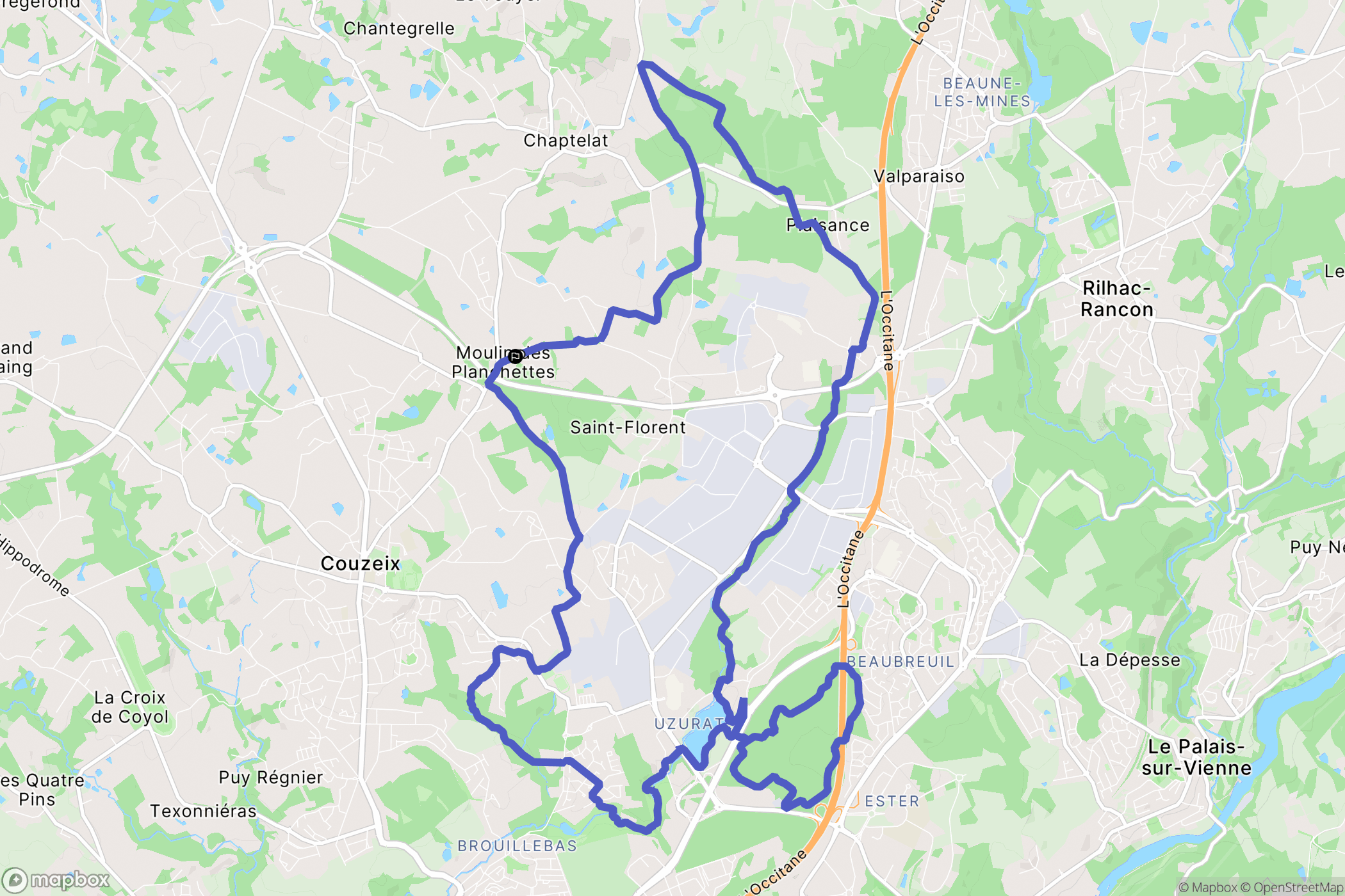 Chaptelat : carte du parcours de randonnée - France