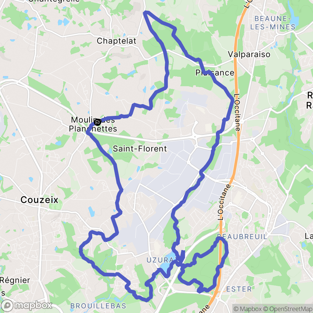 Chaptelat : carte du parcours de randonnée - France