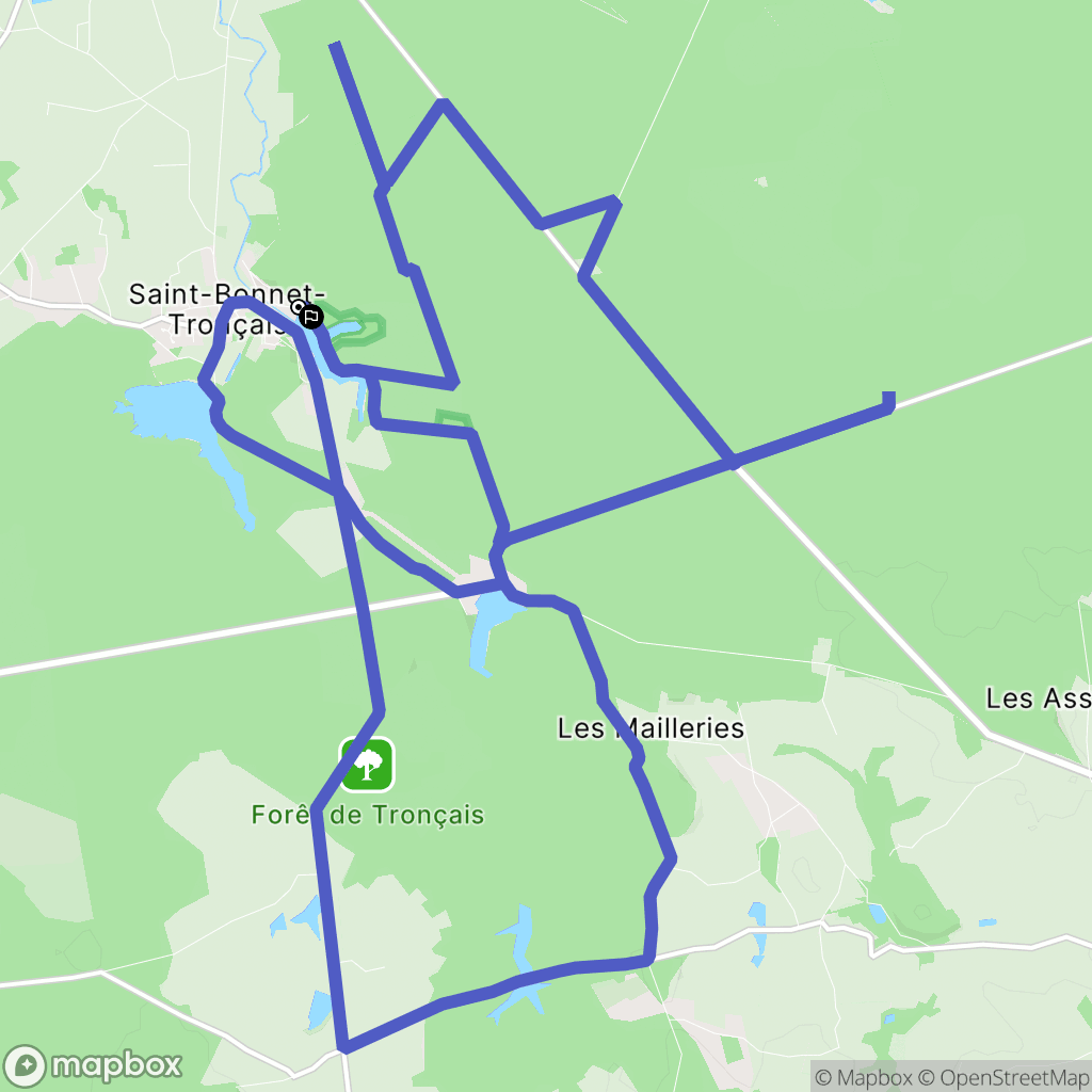 Saint-Bonnet-Tronçais : carte du parcours de randonnée - France