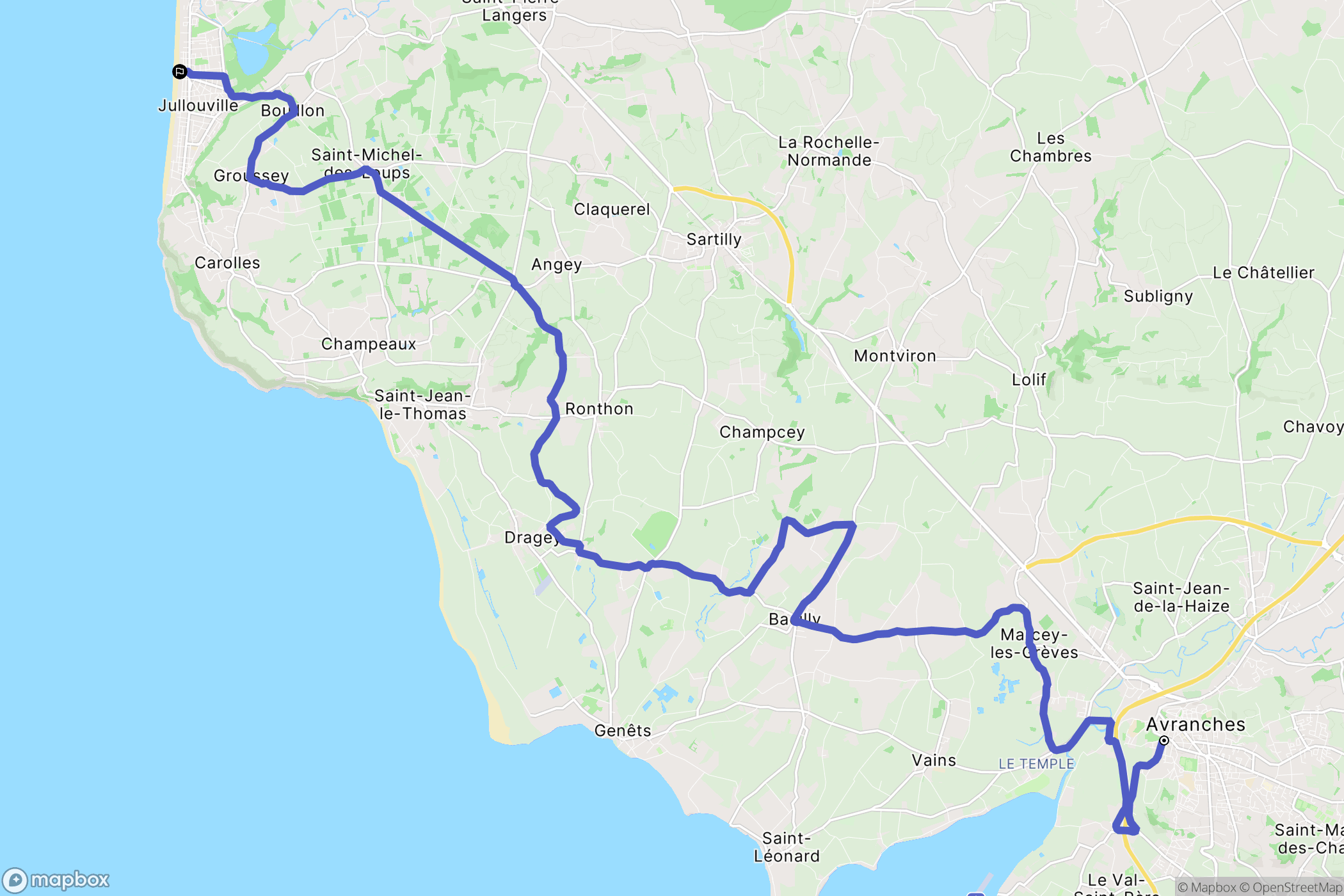 Avranches : carte du parcours de randonnée - France