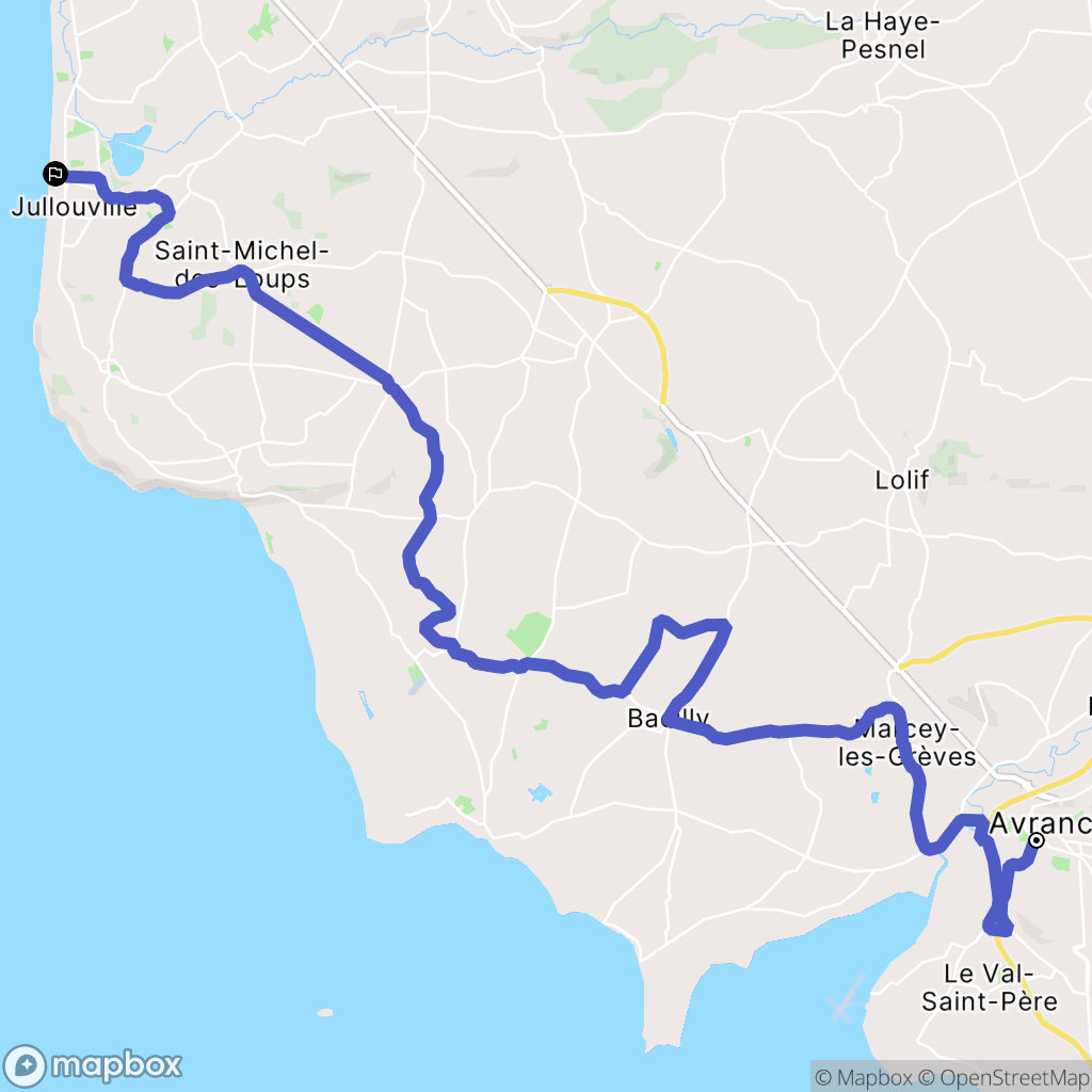 Avranches : carte du parcours de randonnée - France
