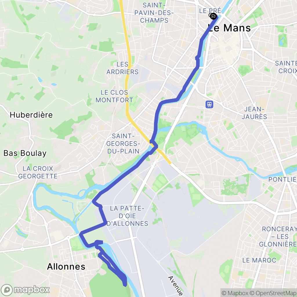 Le Mans : carte du parcours de randonnée - France
