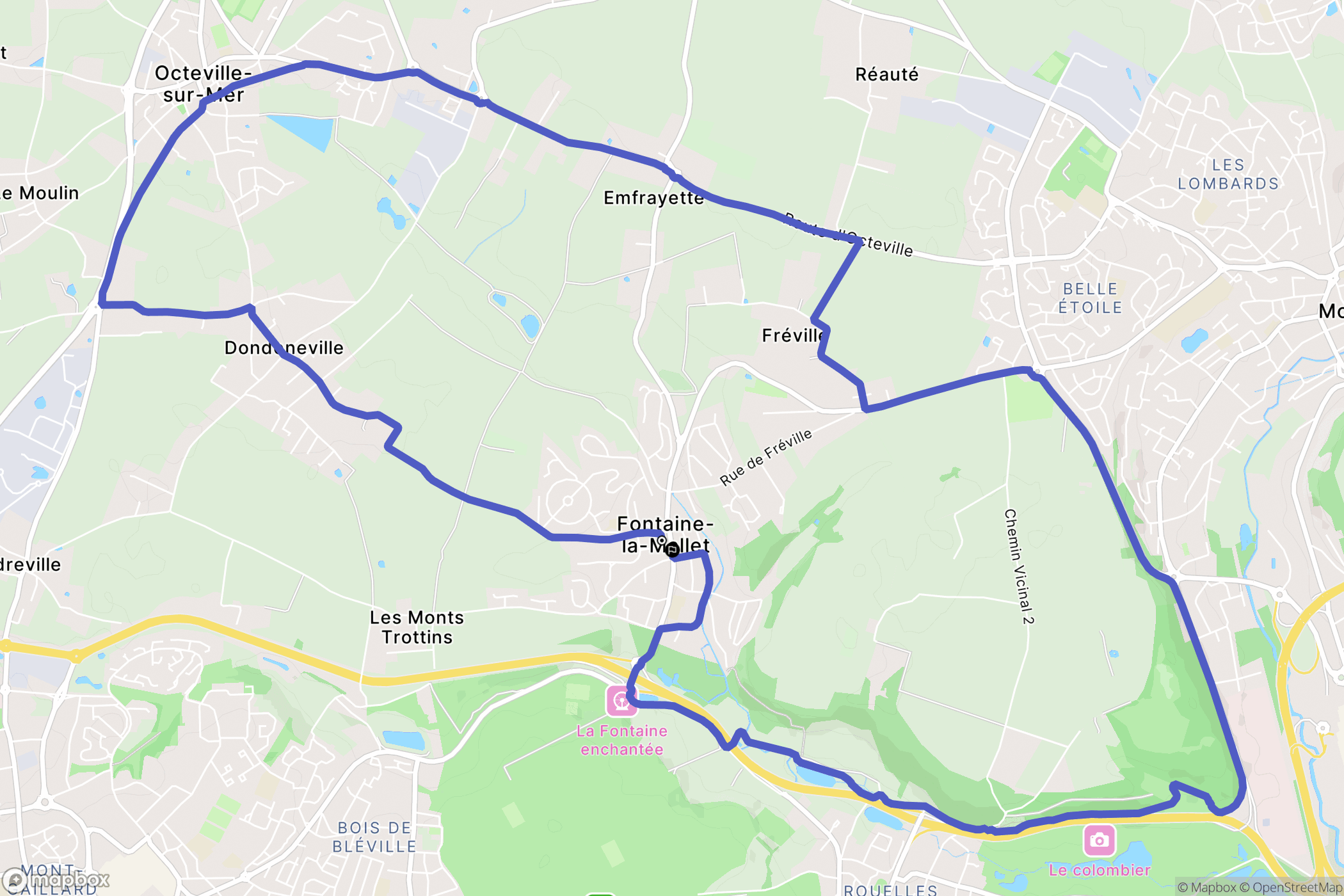 Fontaine-la-Mallet : carte du parcours de randonnée - France