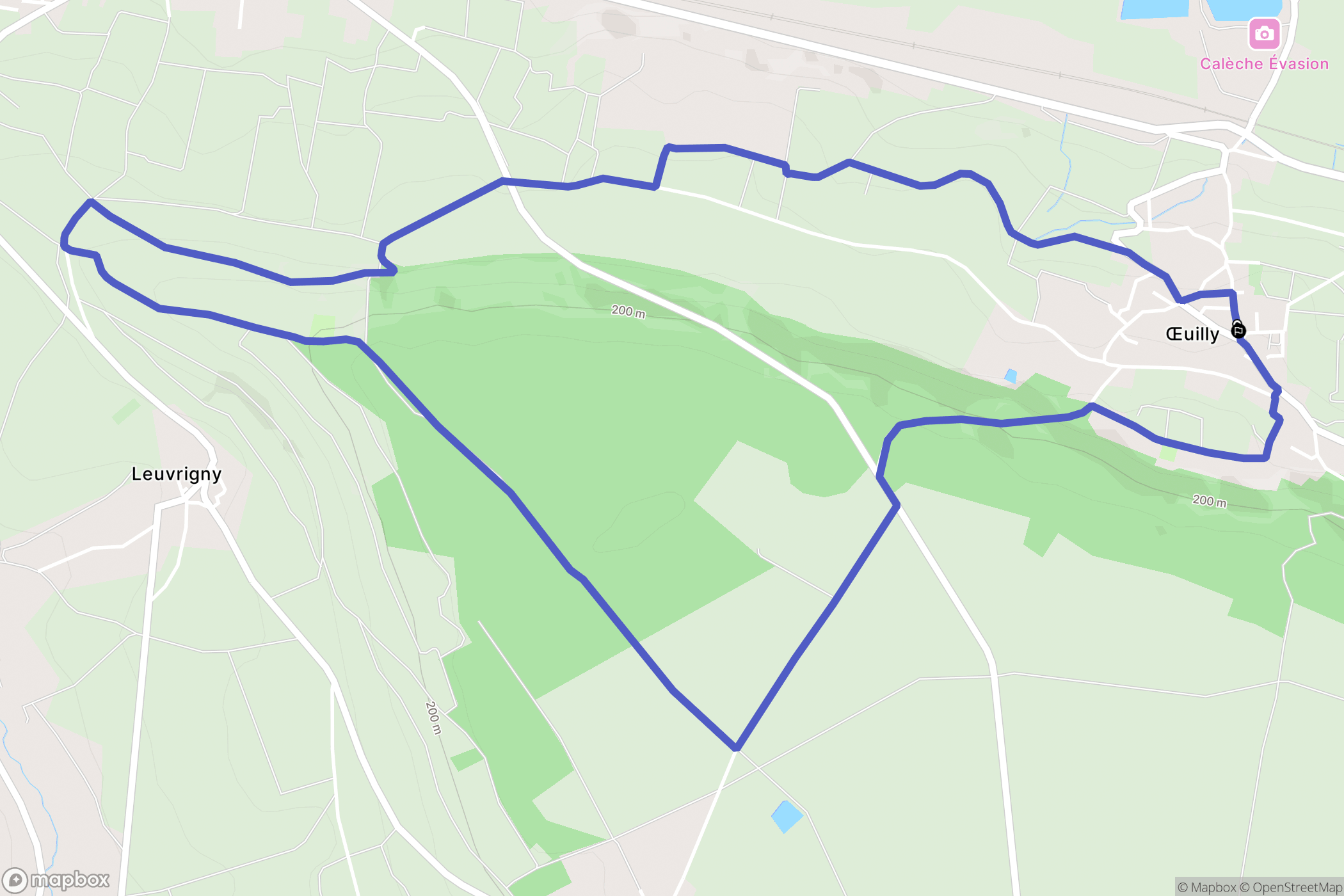 Œuilly : carte du parcours de randonnée - France