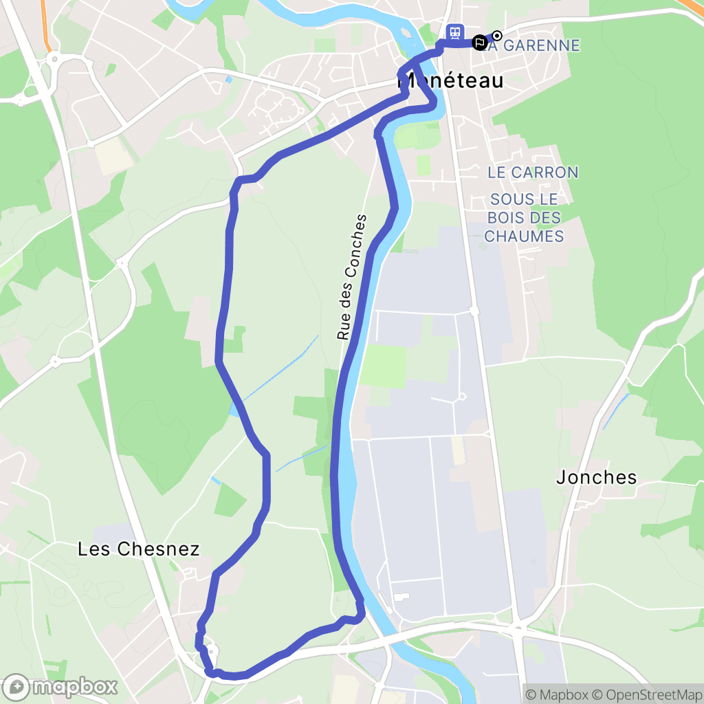 Monéteau : carte du parcours de randonnée - France