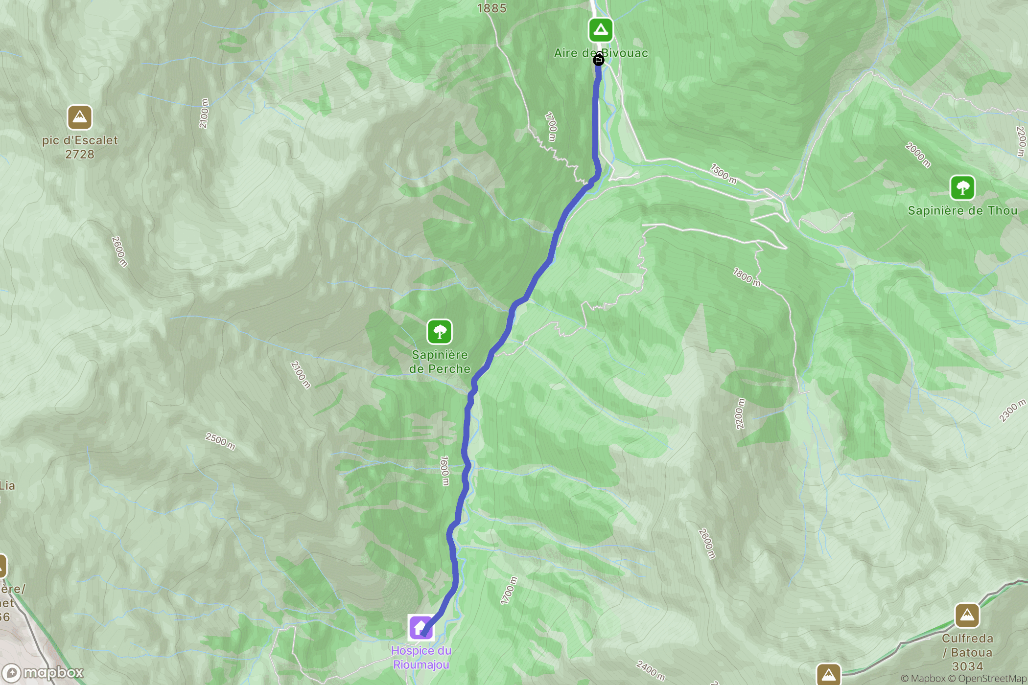 Saint-Lary-Soulan : carte du parcours de randonnée - France
