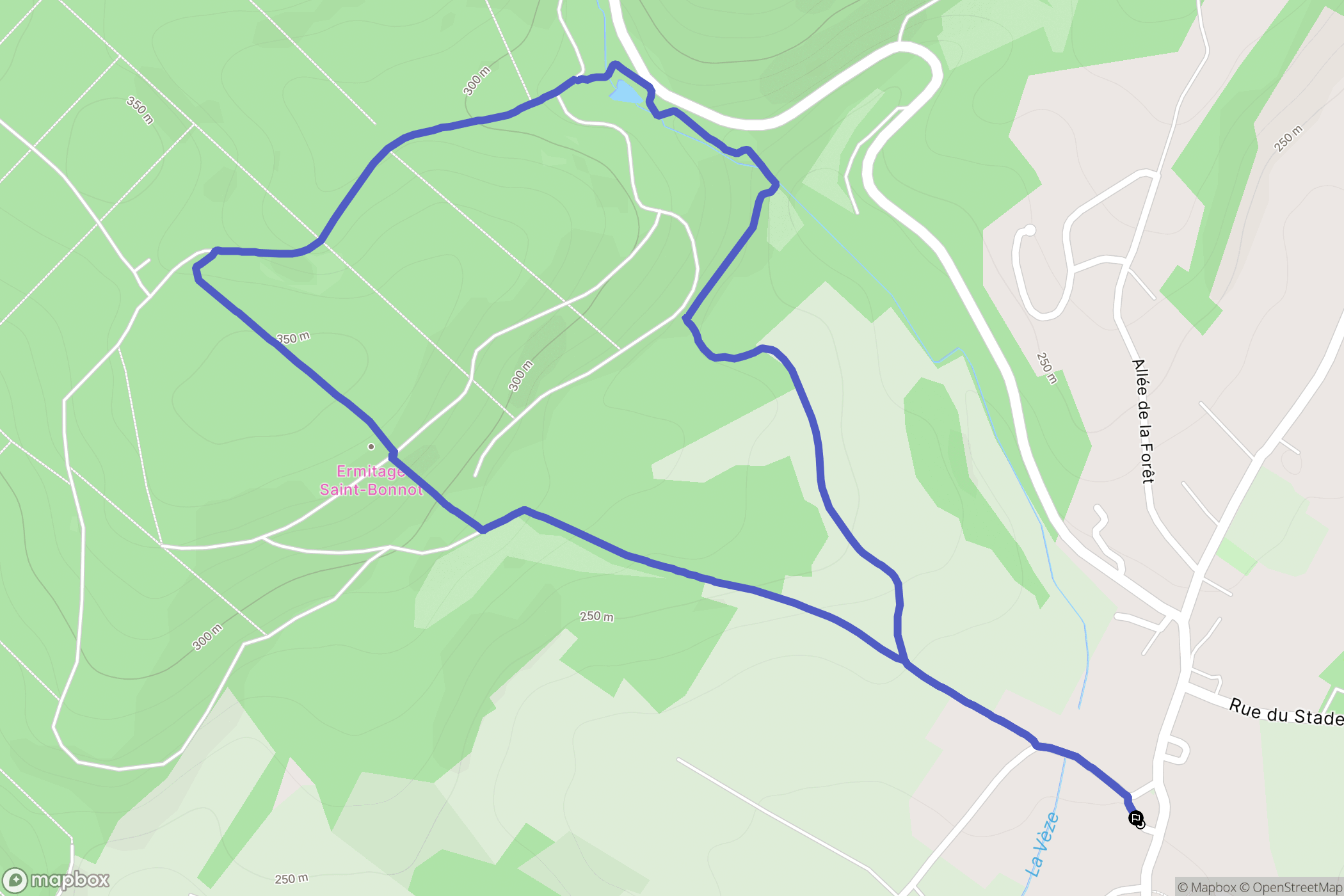 Amange : carte du parcours de randonnée - France