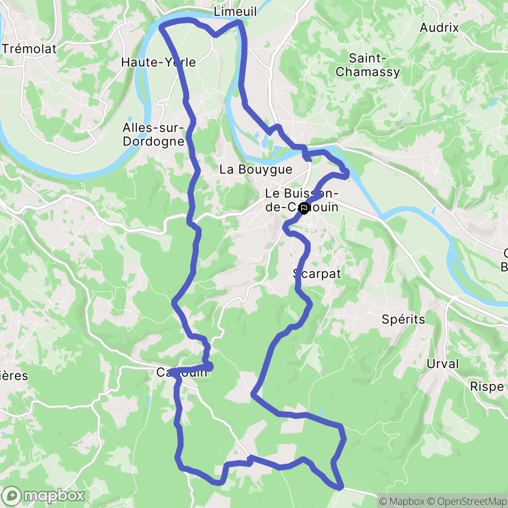 Le Buisson-de-Cadouin : carte du parcours de randonnée - France