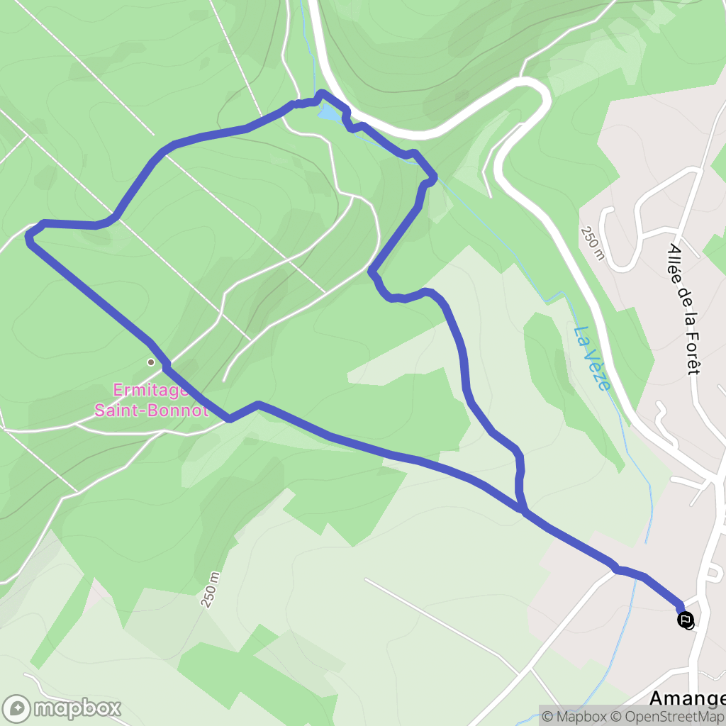Amange : carte du parcours de randonnée - France