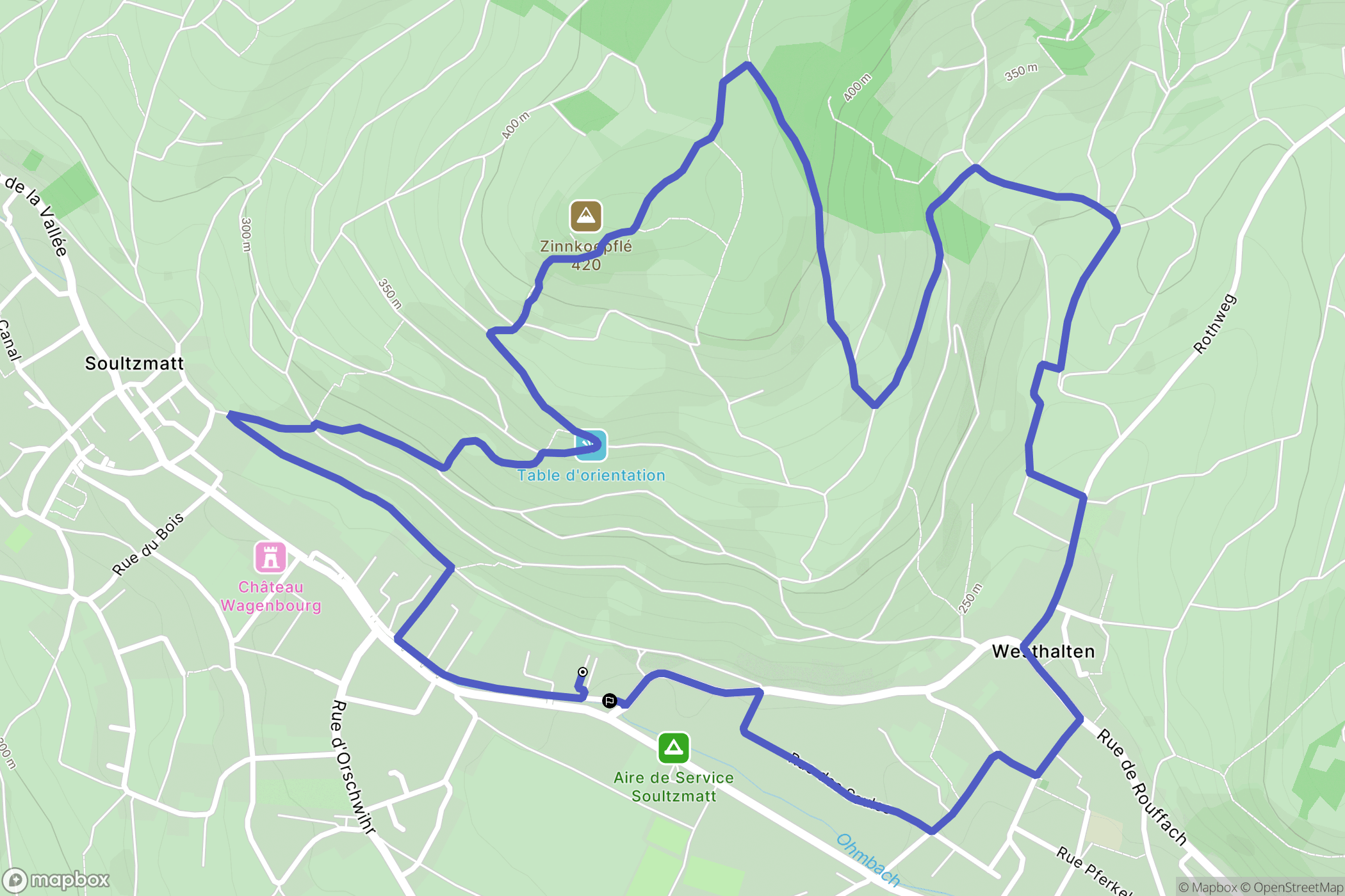 Soultzmatt : carte du parcours de randonnée - France