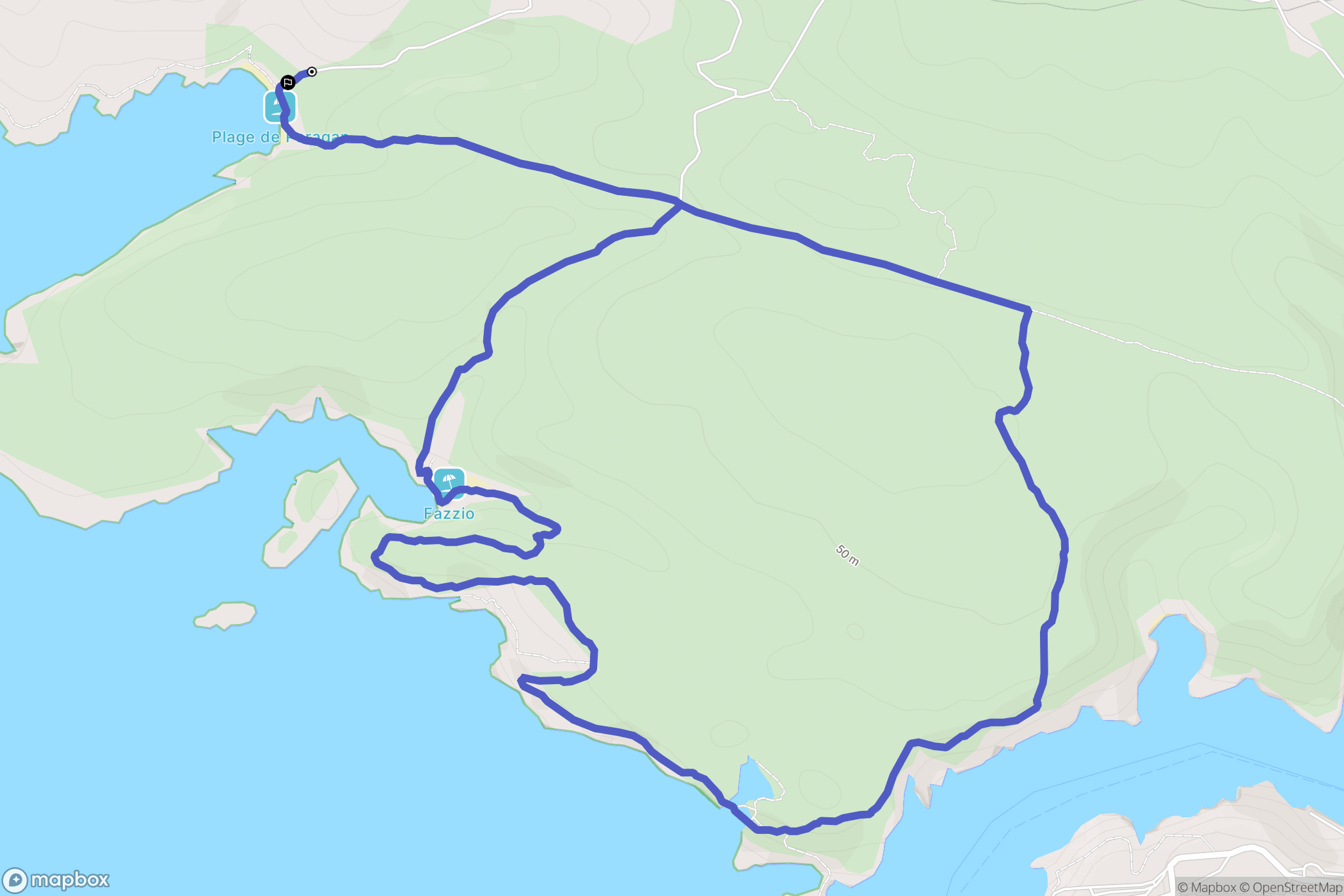 Bonifacio : carte du parcours de randonnée - France