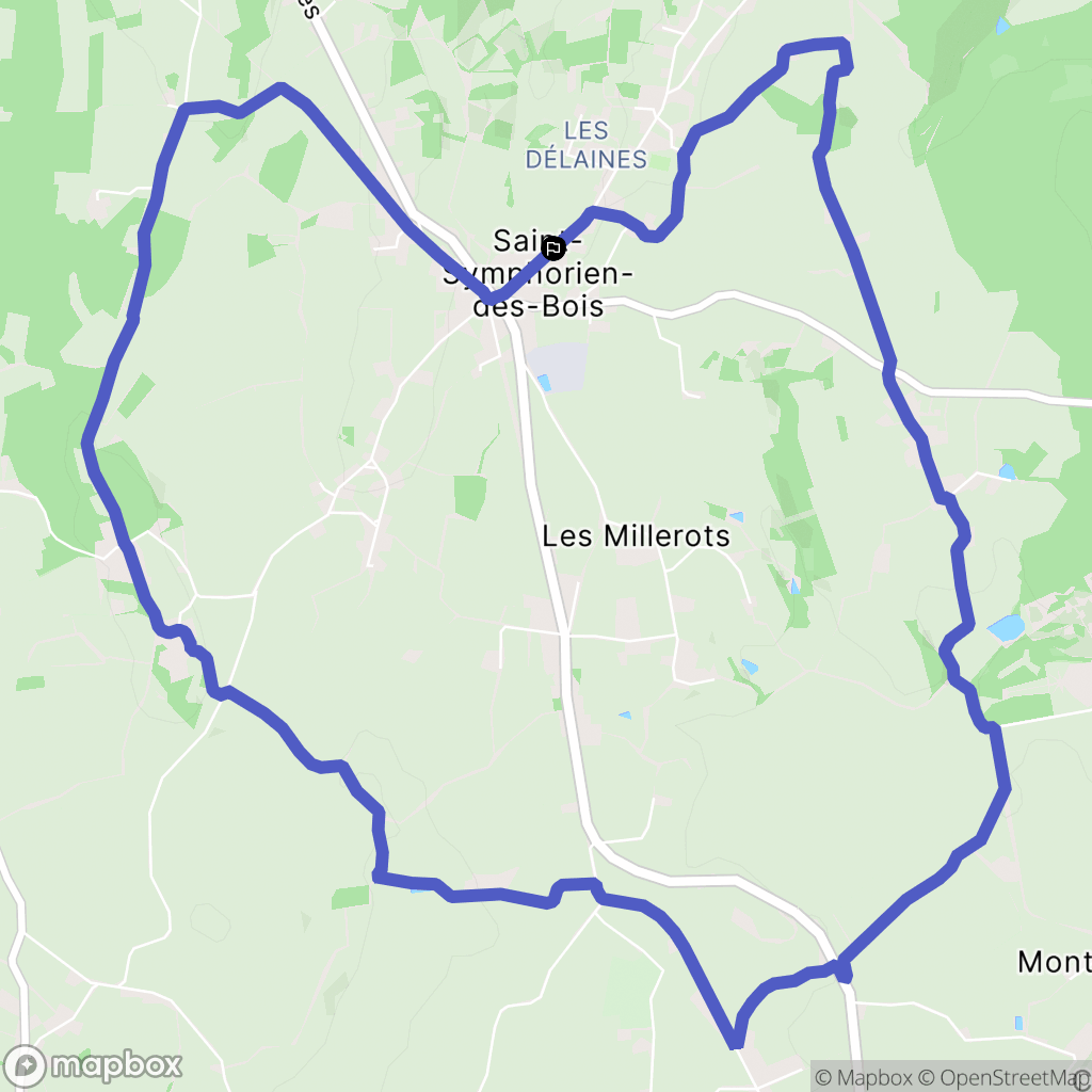 Saint-Symphorien-des-Bois : carte du parcours de randonnée - France