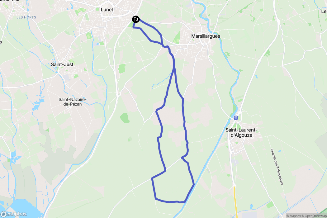 Lunel : carte du parcours de randonnée - France
