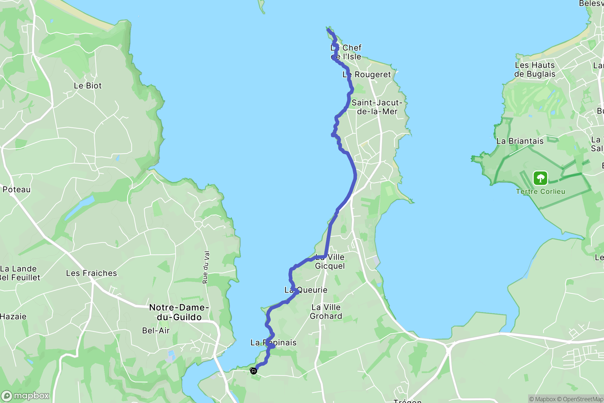 Créhen : carte du parcours de randonnée - France