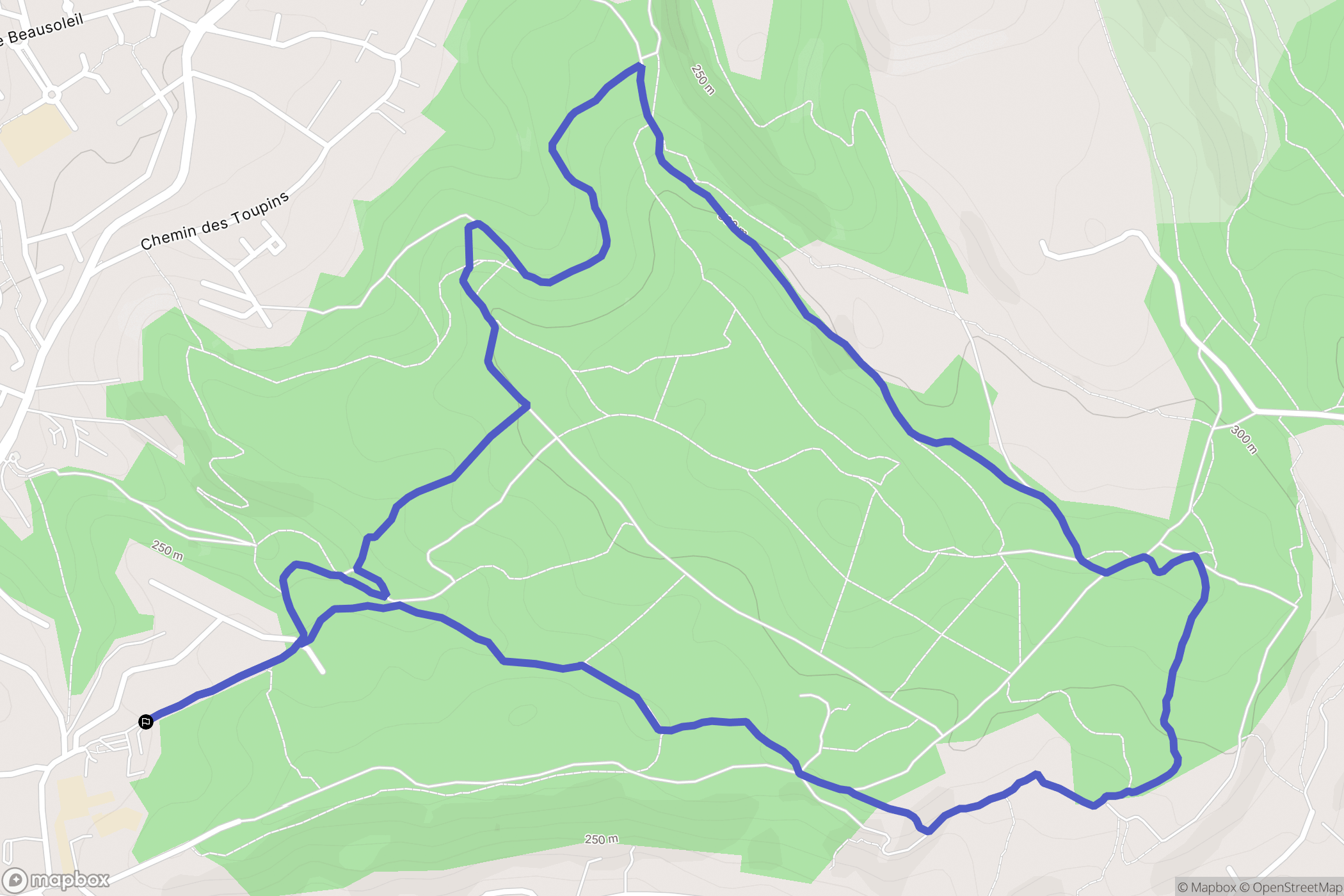 Bouc-Bel-Air : carte du parcours de randonnée - France