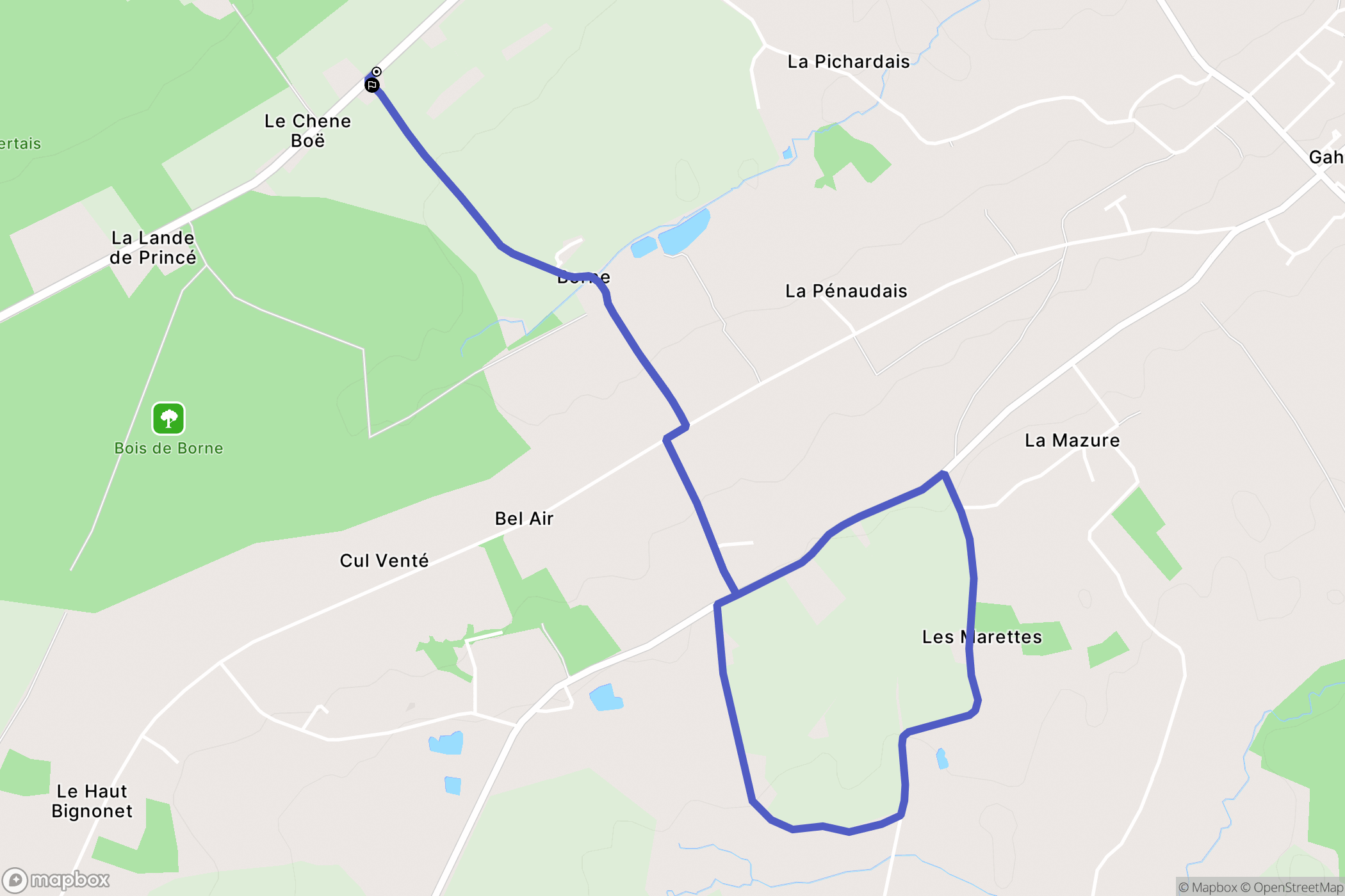 Gahard : carte du parcours de randonnée - France