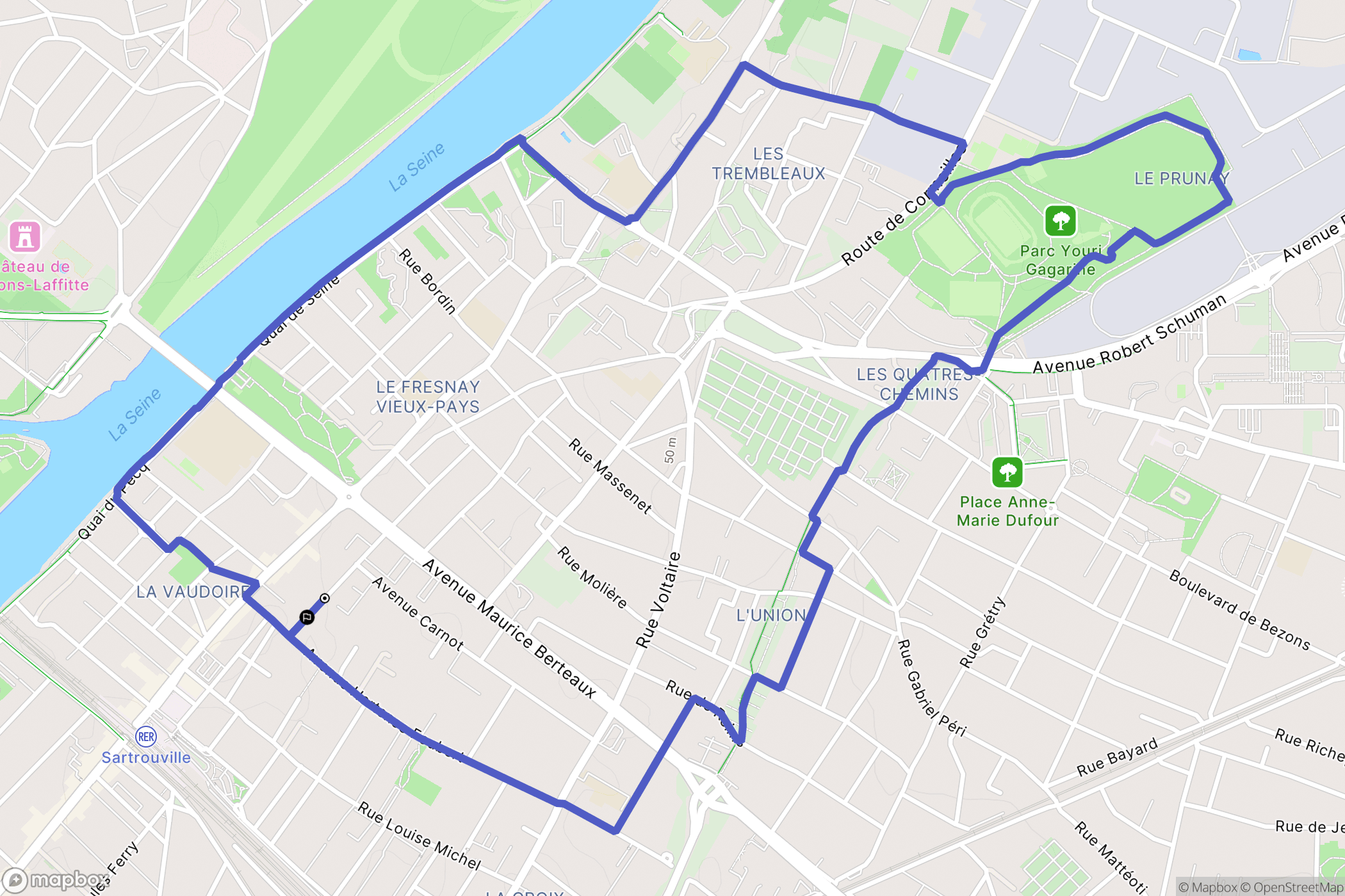 Sartrouville : carte du parcours de randonnée - France