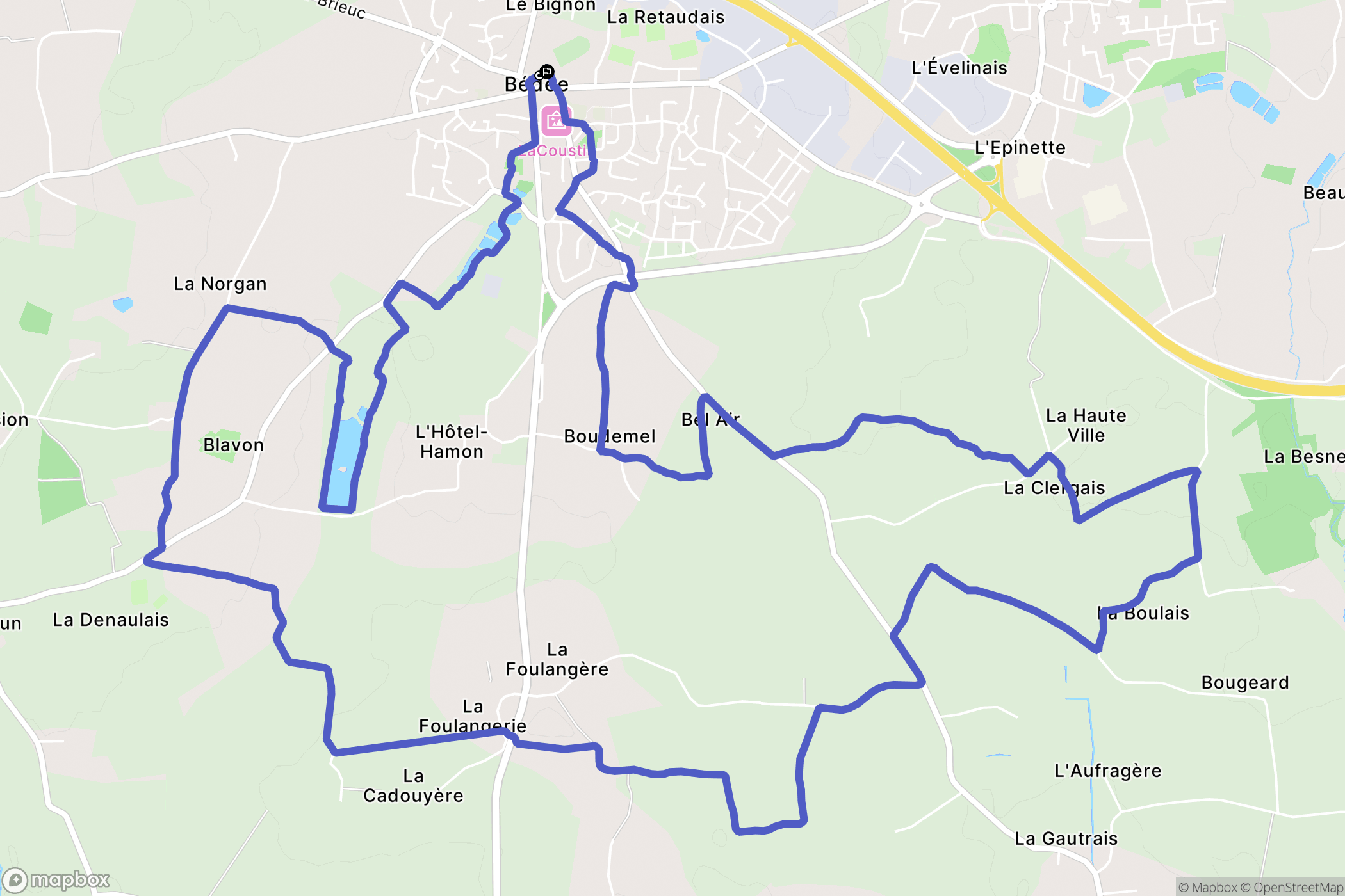 Bédée : carte du parcours de randonnée - France