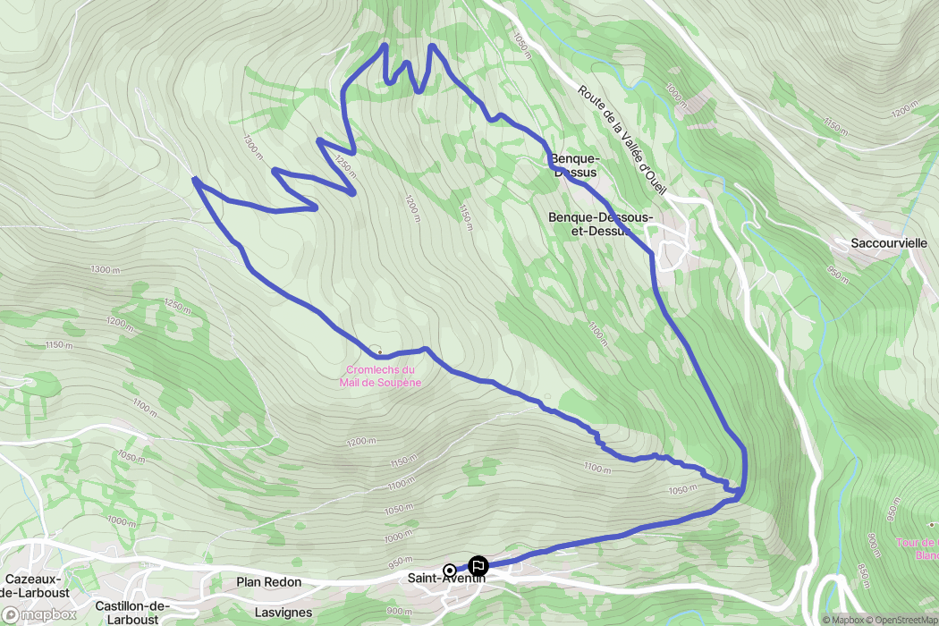 Saint-Aventin : carte du parcours de randonnée - France